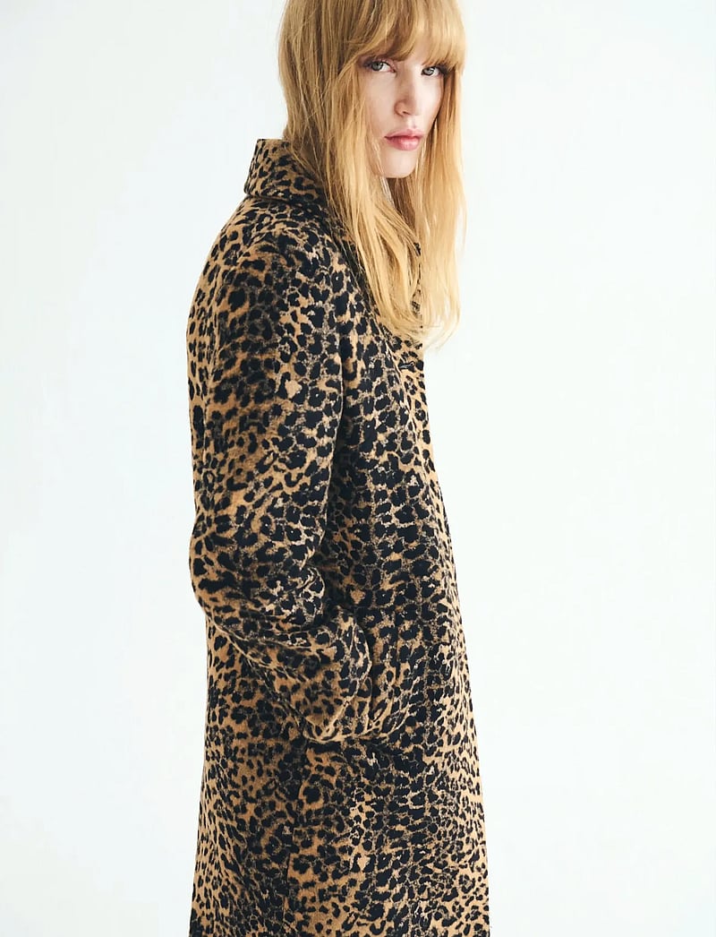 Mango - Leopard-print long coat - trenchcoats - medium brown - 0