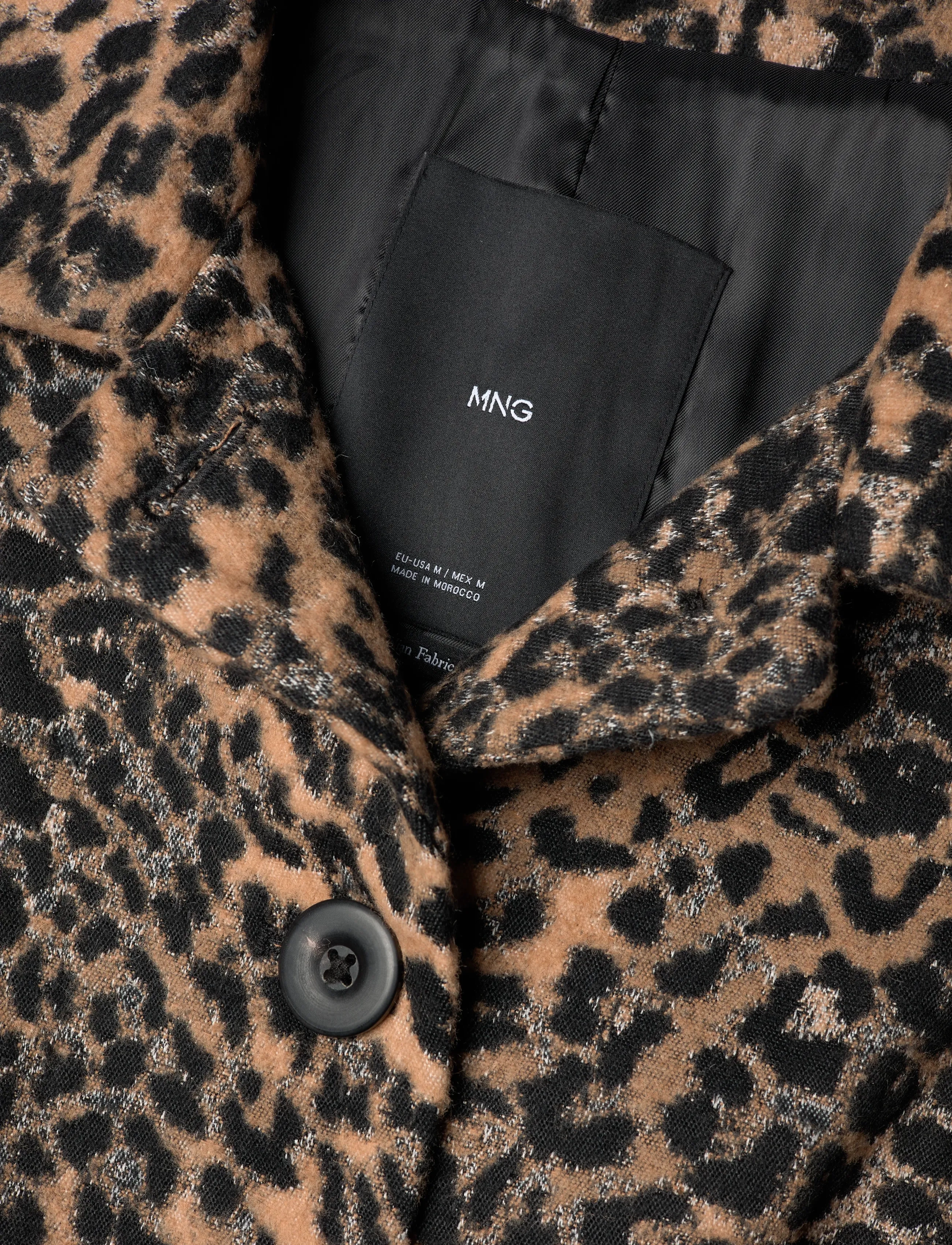 Mango - Leopard-print long coat - frühlingsjacken - medium brown - 4
