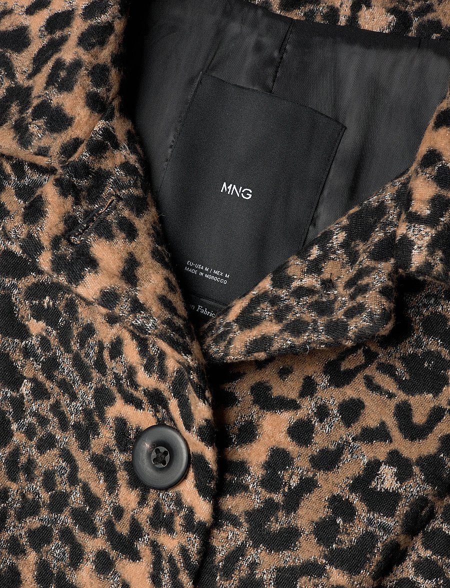 Mango - Leopard-print long coat - trenchcoats - medium brown - 4