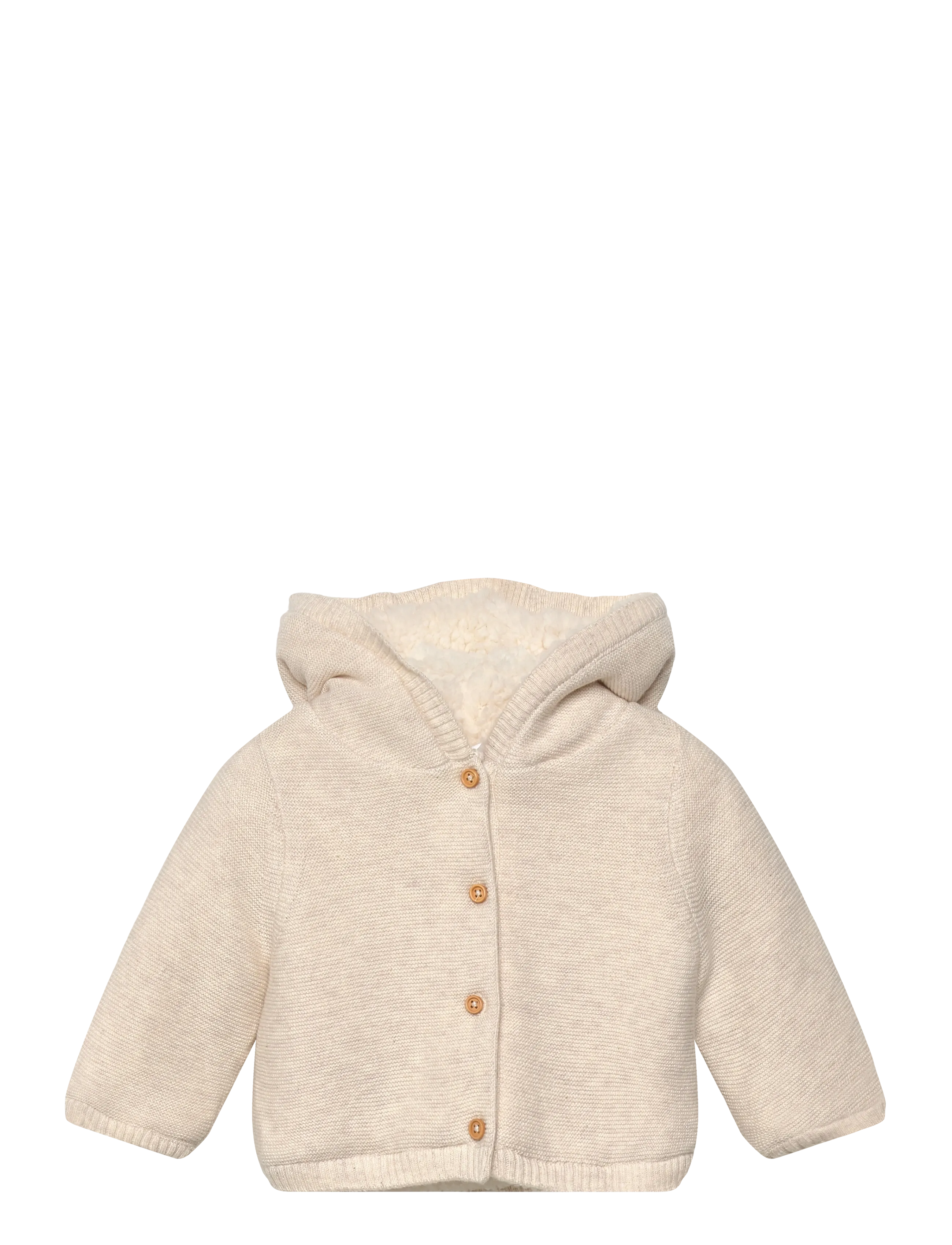 Knit cardigan with fleece lining - LT PASTEL BROWN