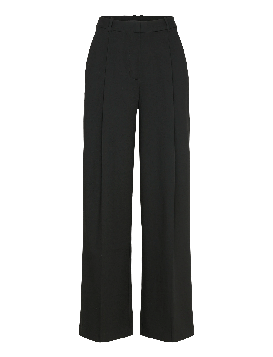 Mango - Pleated wide leg trousers - vida byxor - black - 1