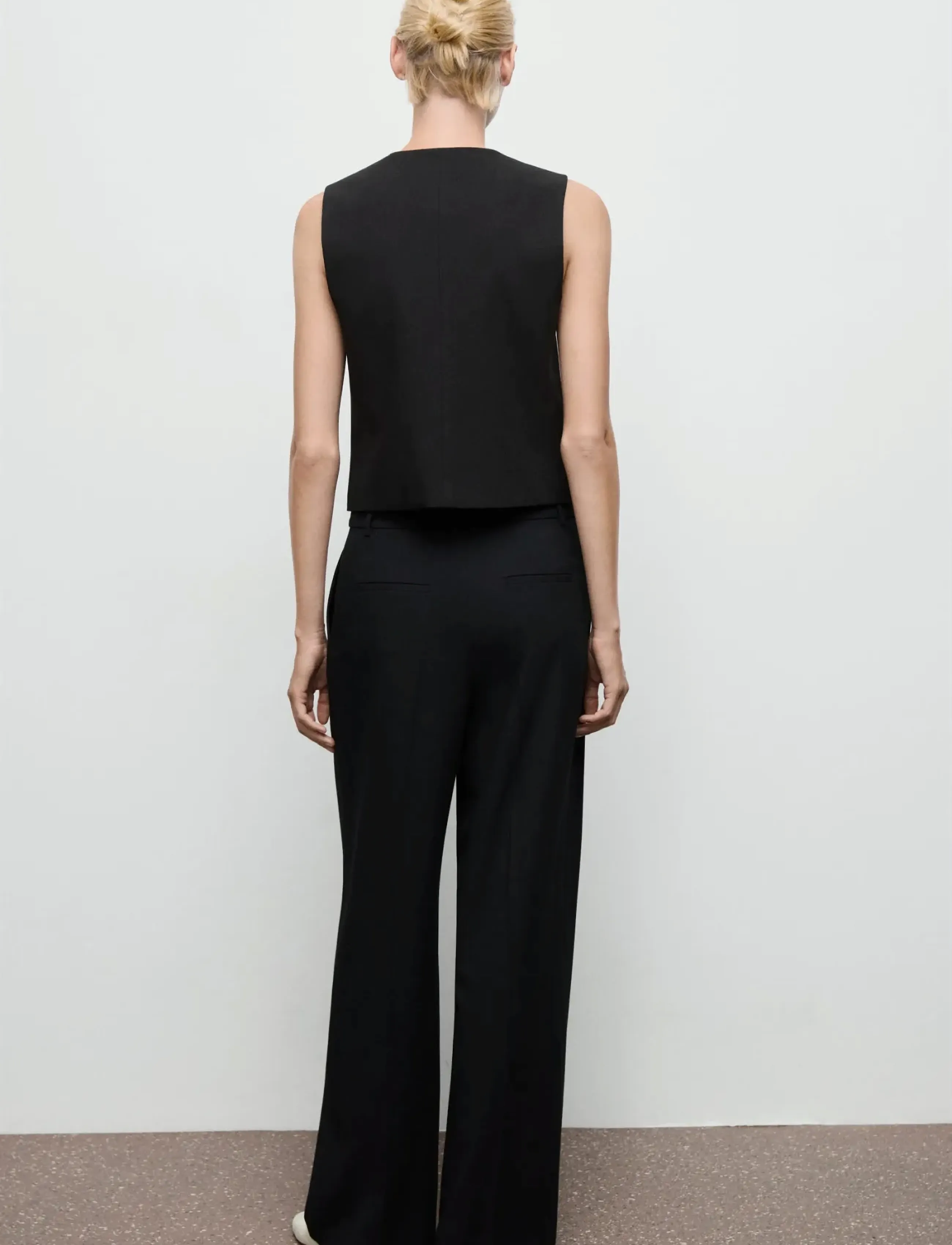 Mango - Pleated wide leg trousers - black - 3