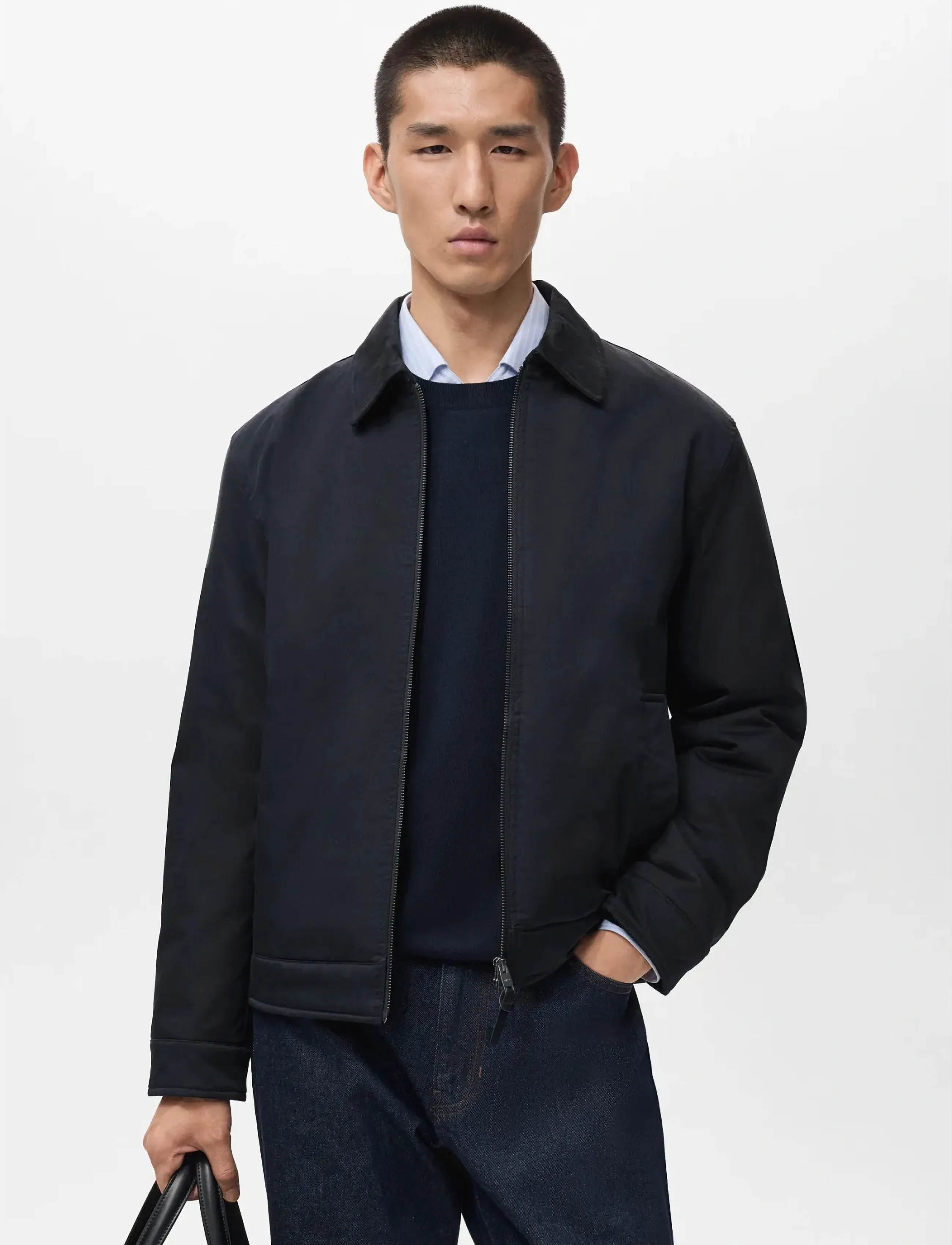 Mango Quilted water repellent jacket - Ytterkläder - NAVY / black