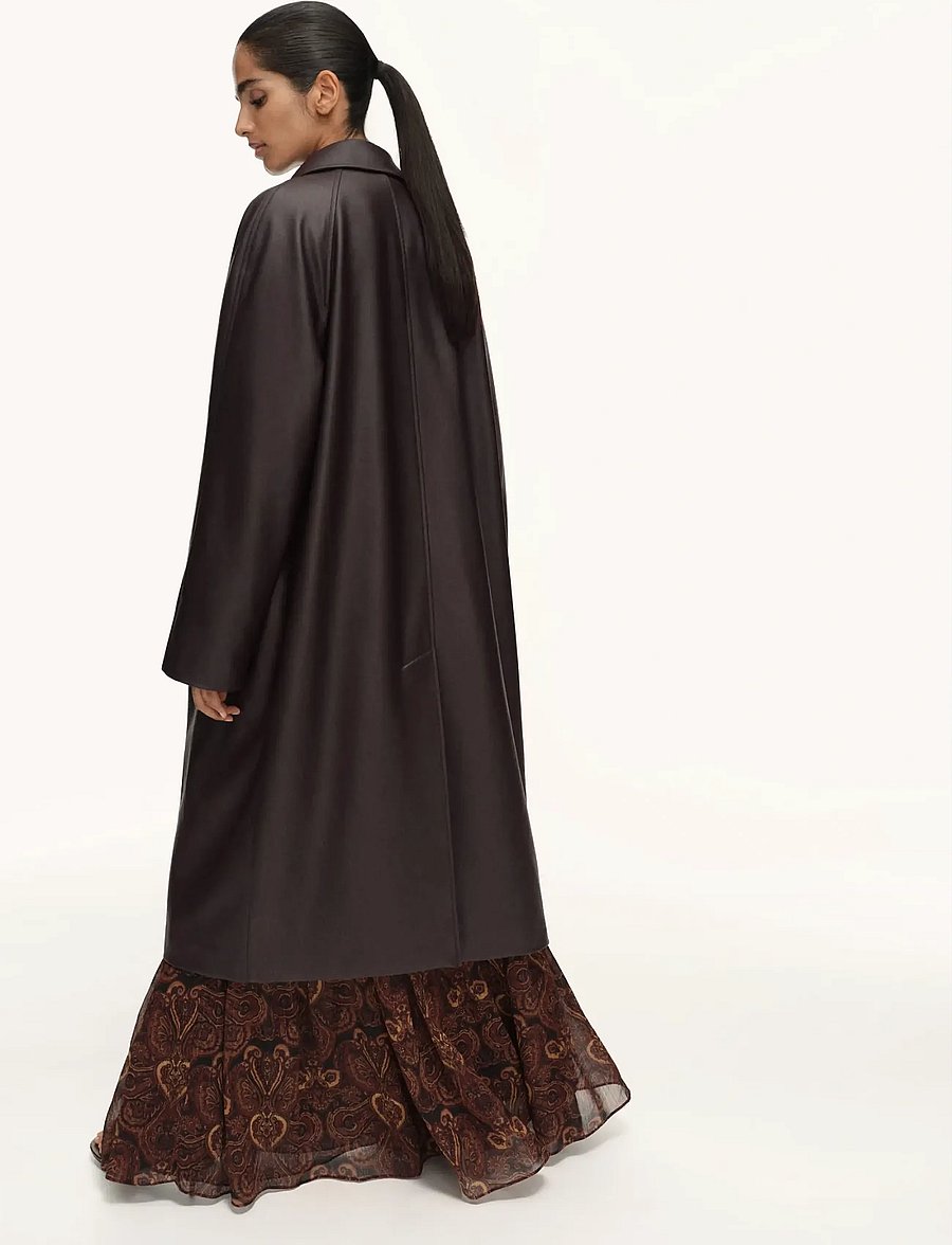 Mango - Long faux-leather trench coat - trenchcoats - dark brown - 2