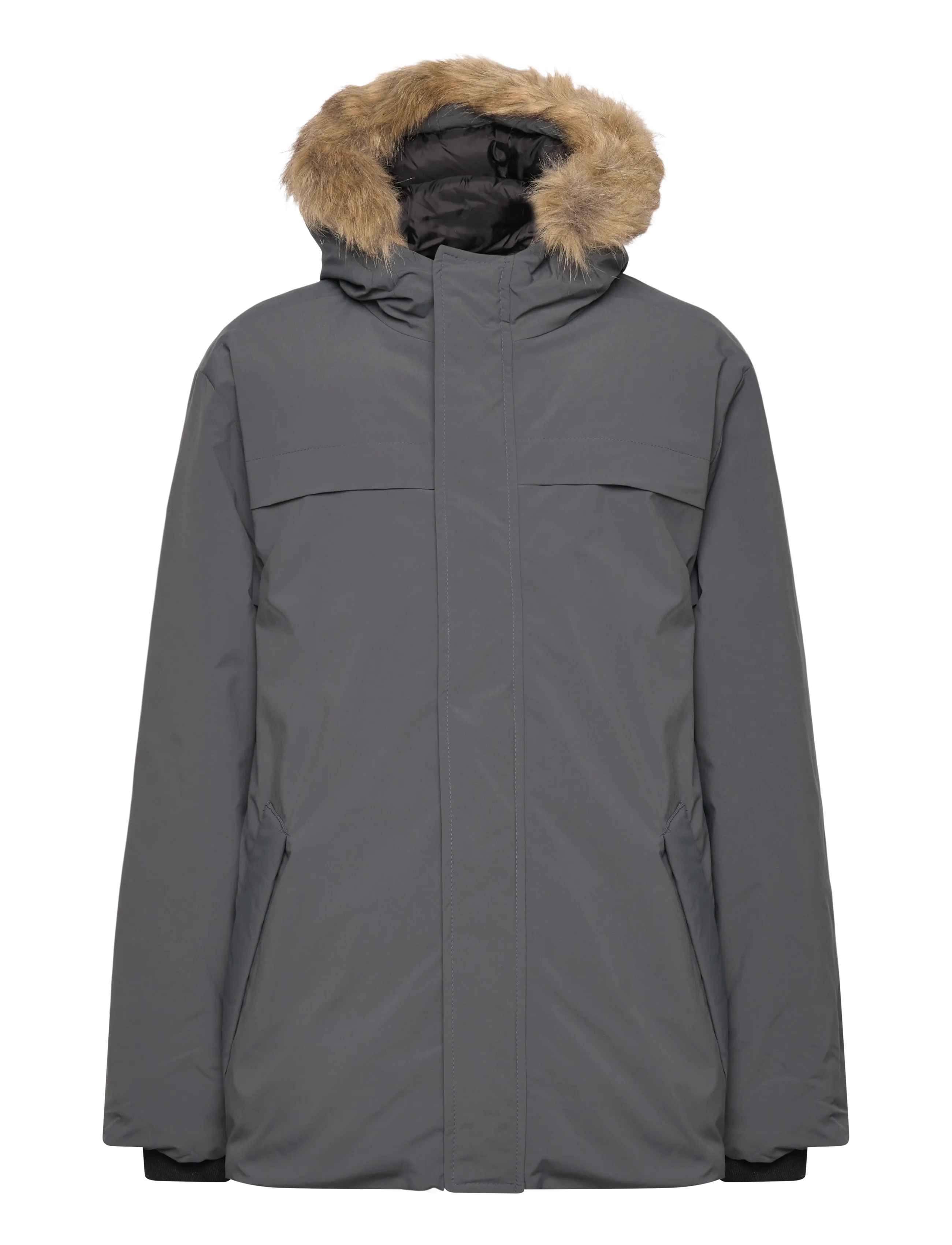 MANGO Anorak With Shearling-Effect Hood Grau - 116 - Kinder