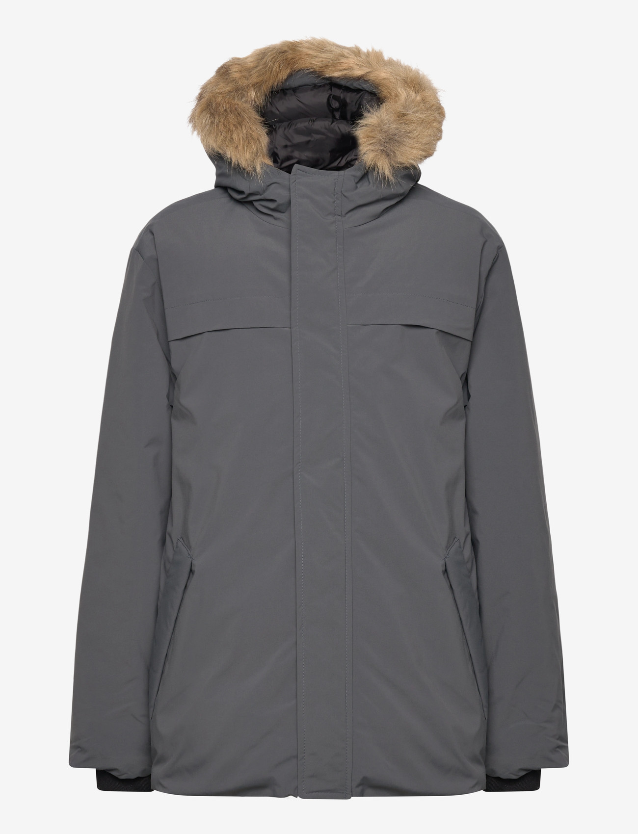 Mango - Anorak with shearling-effect hood - overtøj - grey - 0