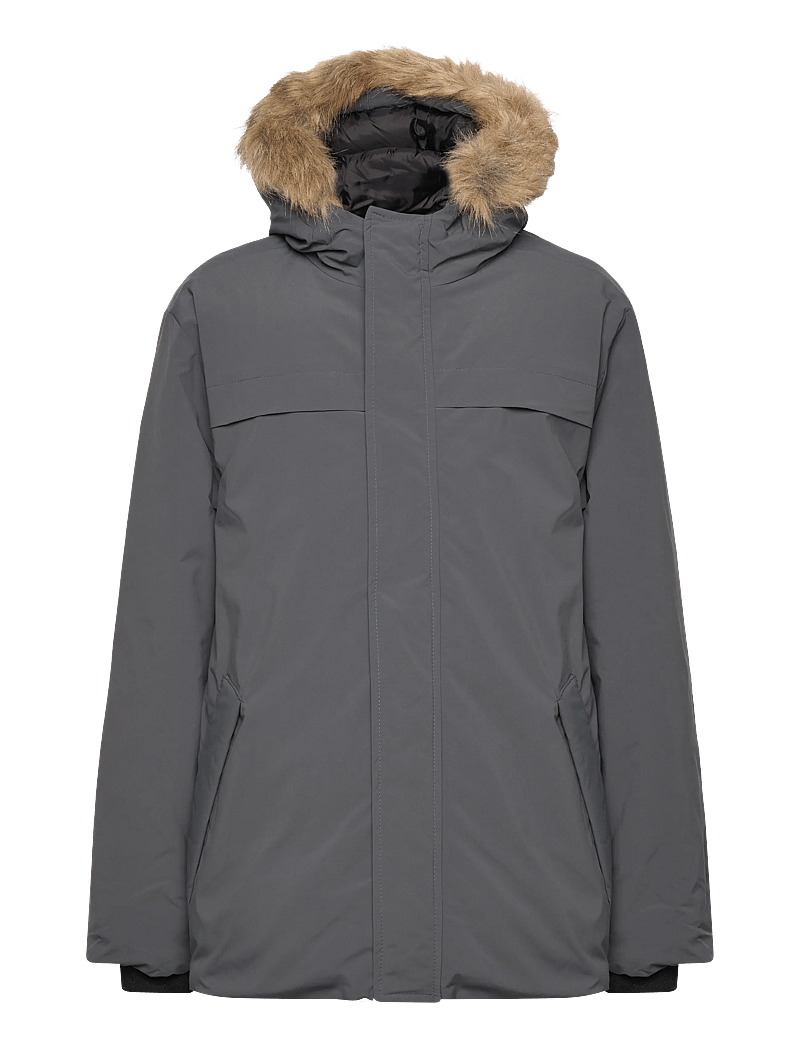Mango - Anorak with shearling-effect hood - anorakker - grey - 1