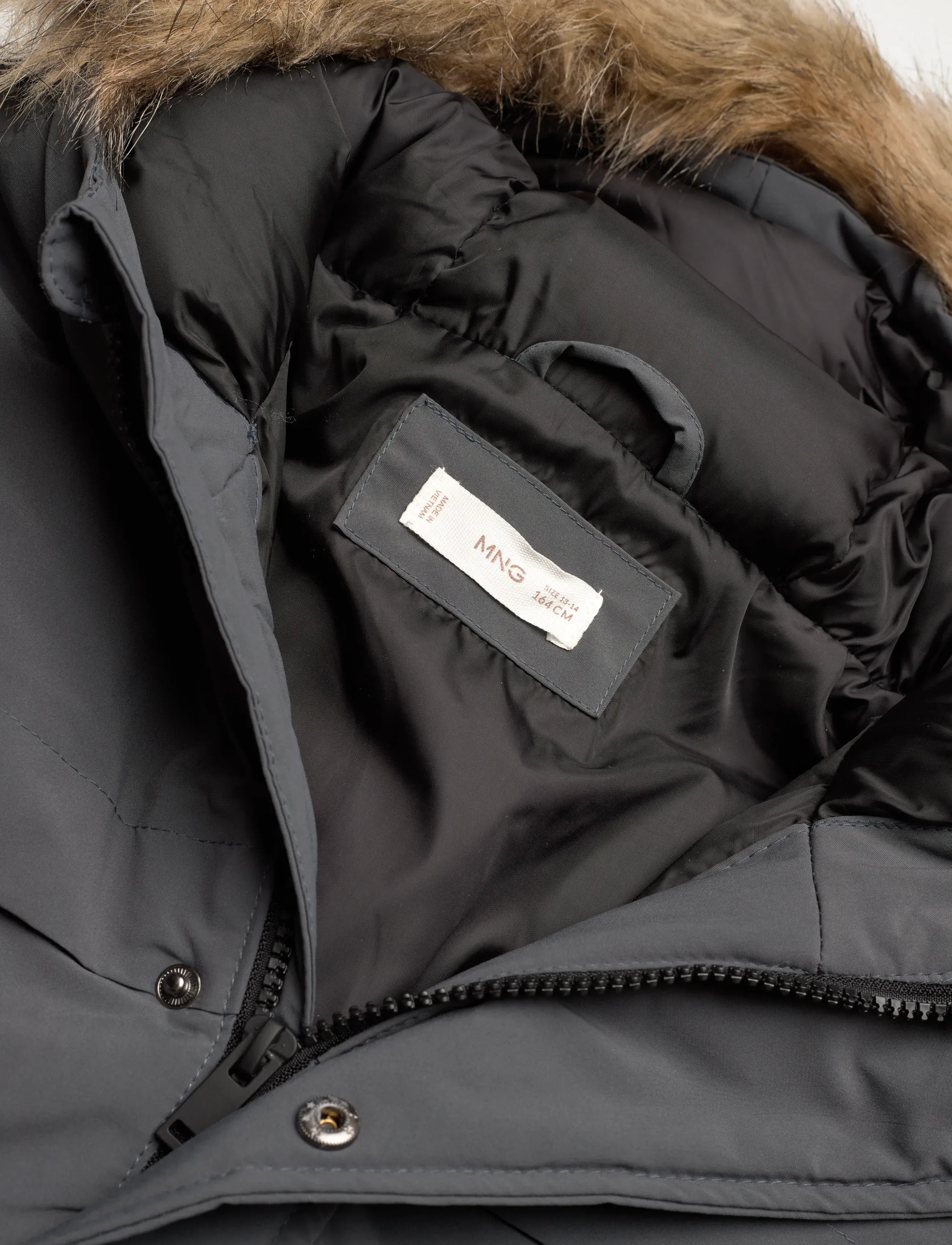 Mango - Anorak with shearling-effect hood - jacken & mäntel - grey - 4
