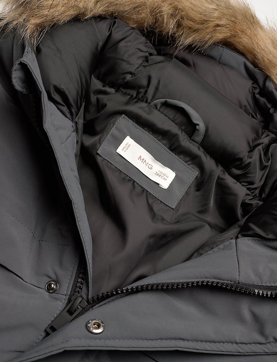 Mango - Anorak with shearling-effect hood - anorakker - grey - 4