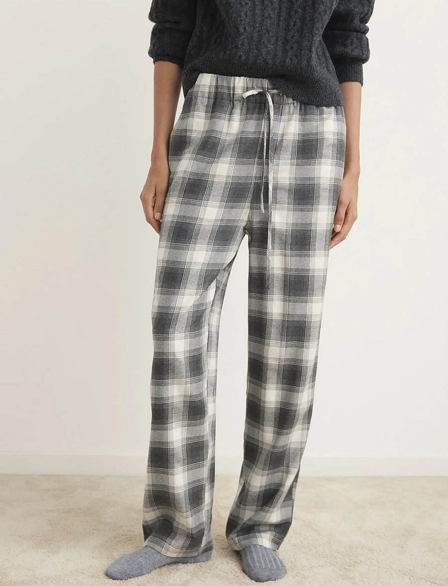 Mango - Check flannel trousers - natbukser - grey - 0