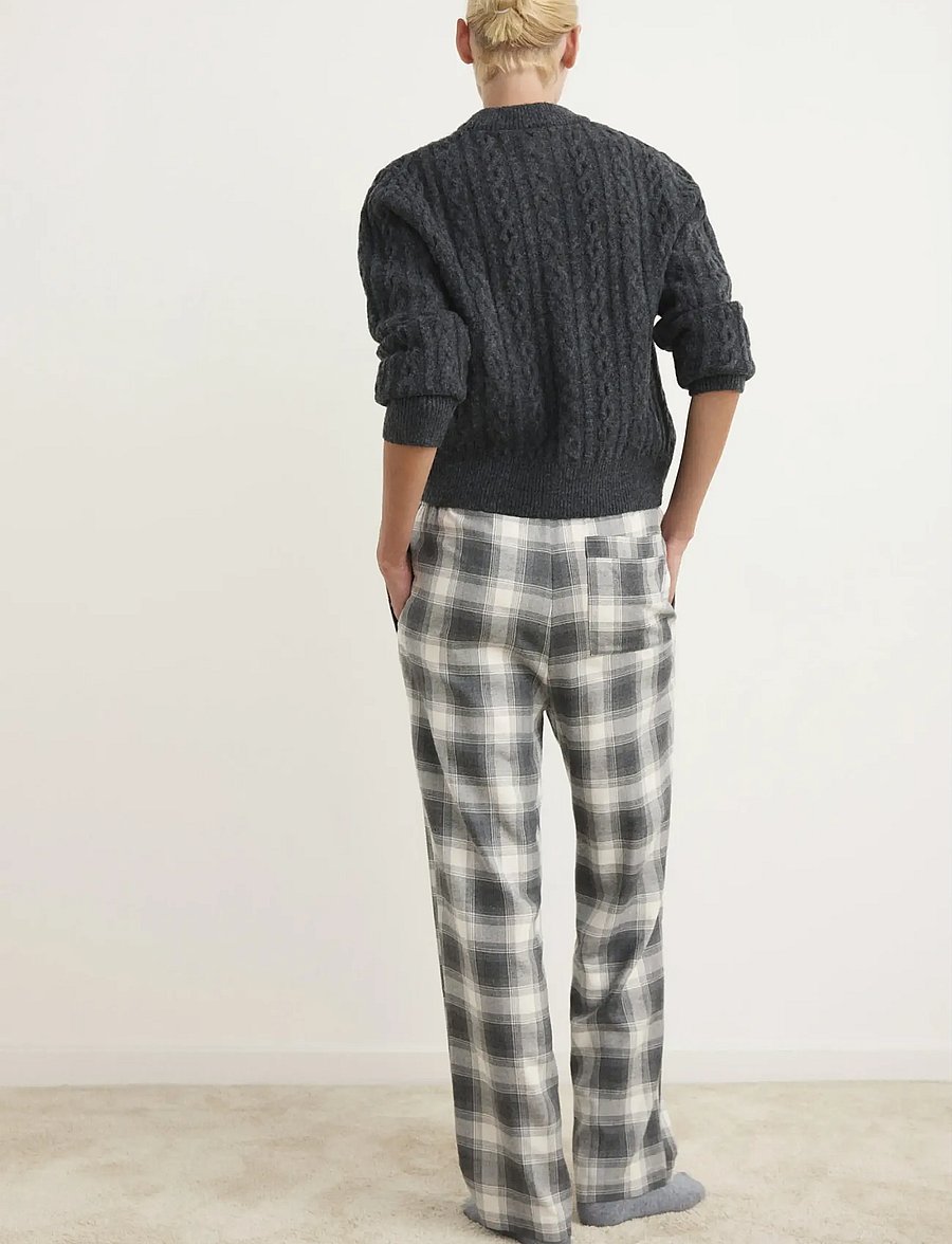 Mango - Check flannel trousers - natbukser - grey - 2