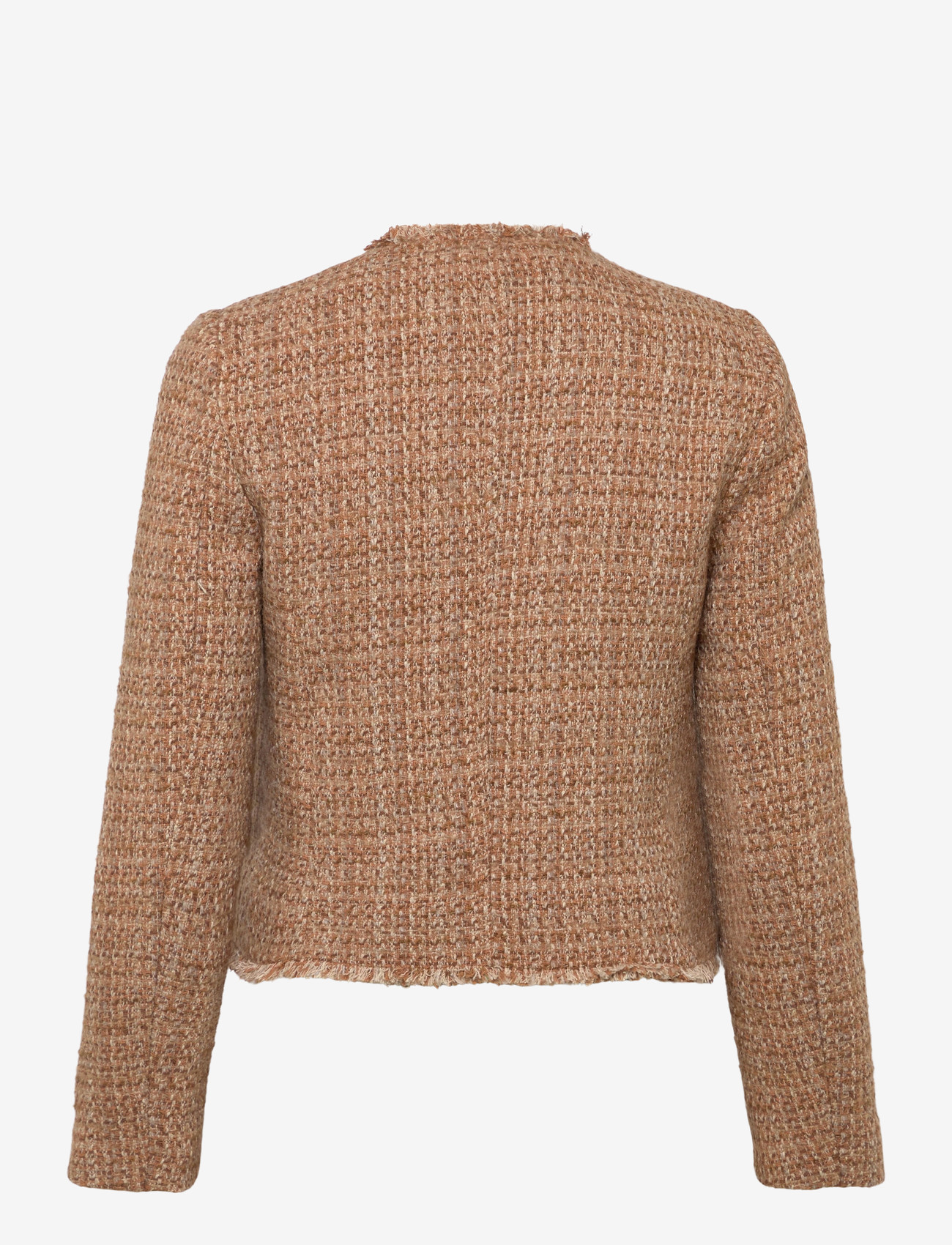 Mango - Tweed jacket with frayed ends - vårjackor - medium brown - 1