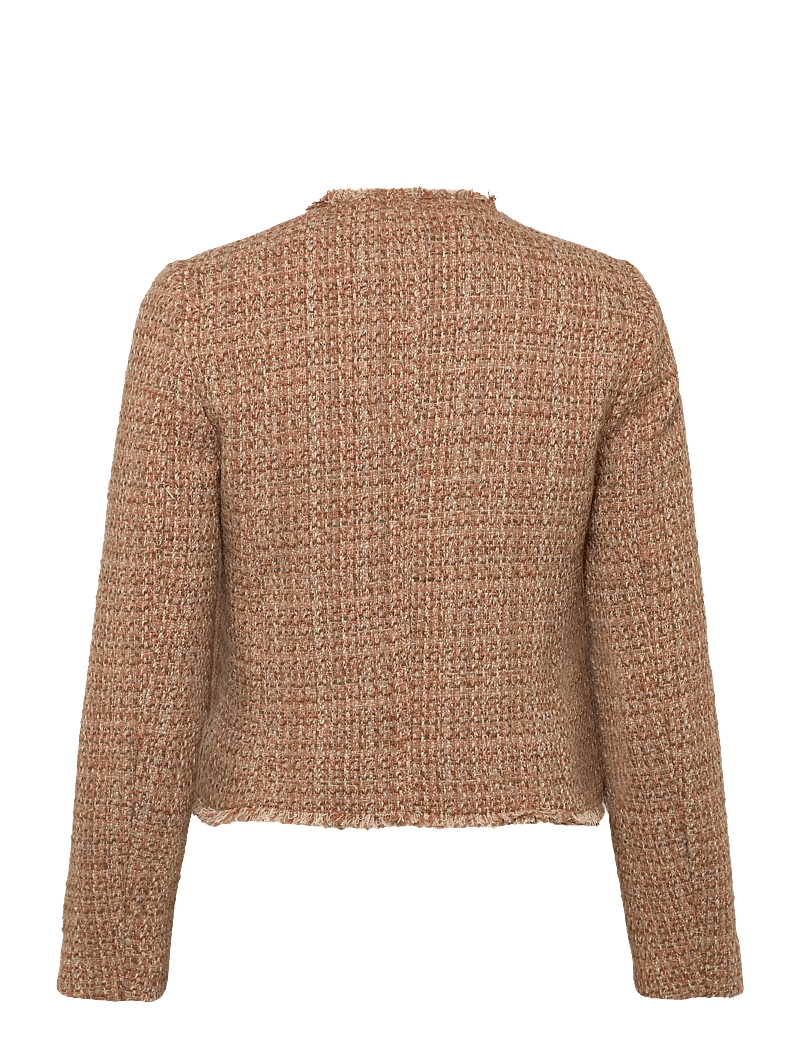 Mango - Tweed jacket with frayed ends - efterårsjakker - medium brown - 2
