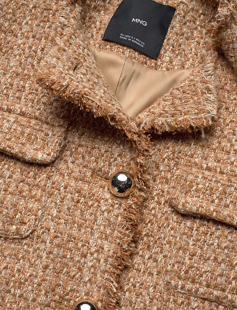Mango - Tweed jacket with frayed ends - efterårsjakker - medium brown - 4
