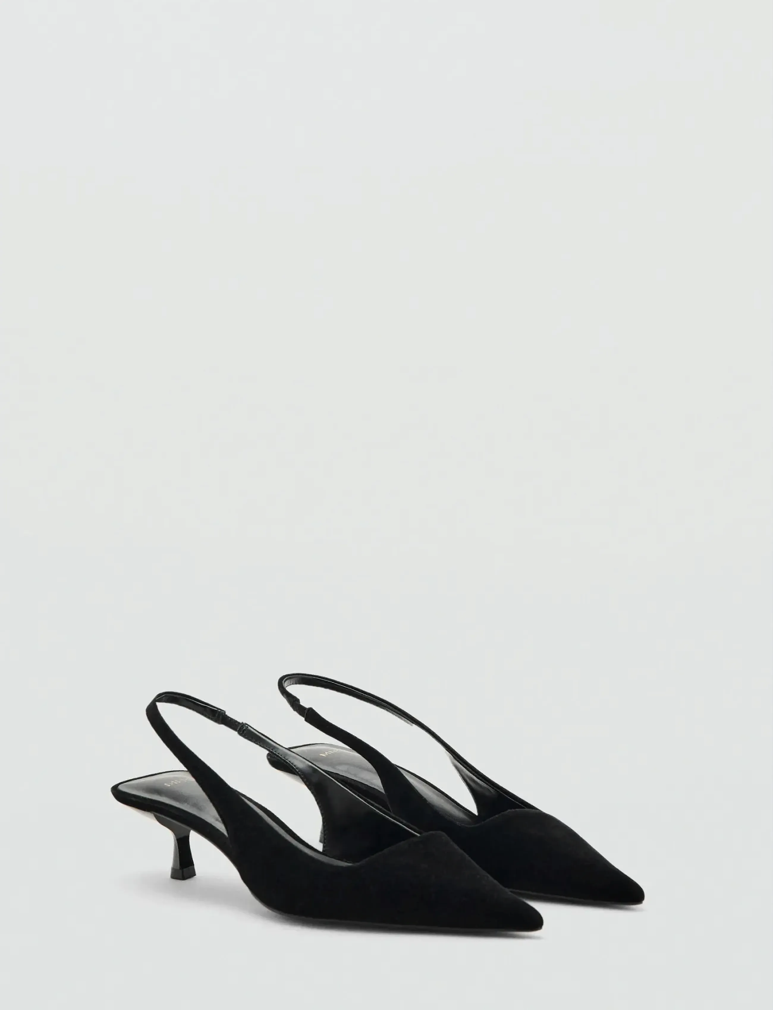 Mango Velvet Heeled Shoes, Kvinder, Slingback Pumps, Sort, Str: 36