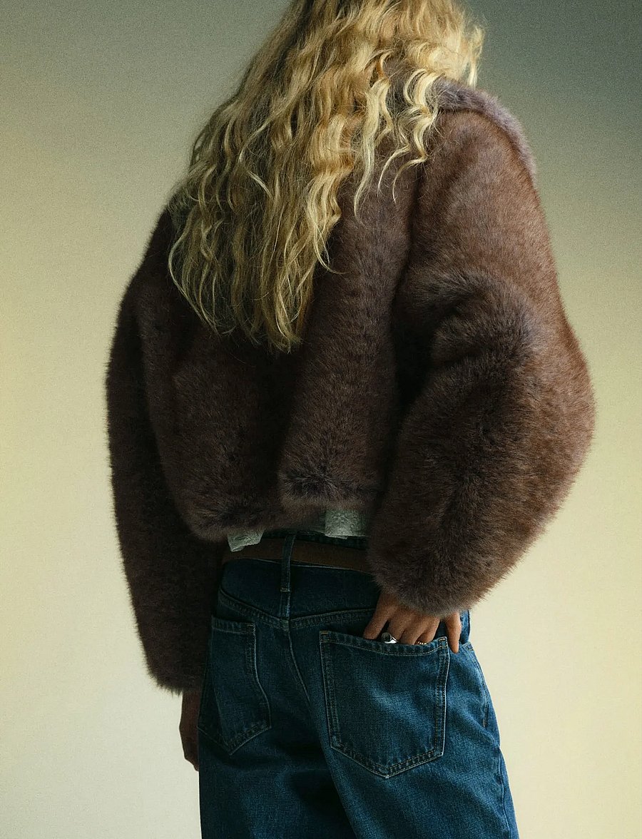 Mango - Faux-fur cropped jacket - faux fur jakker - light beige - 2