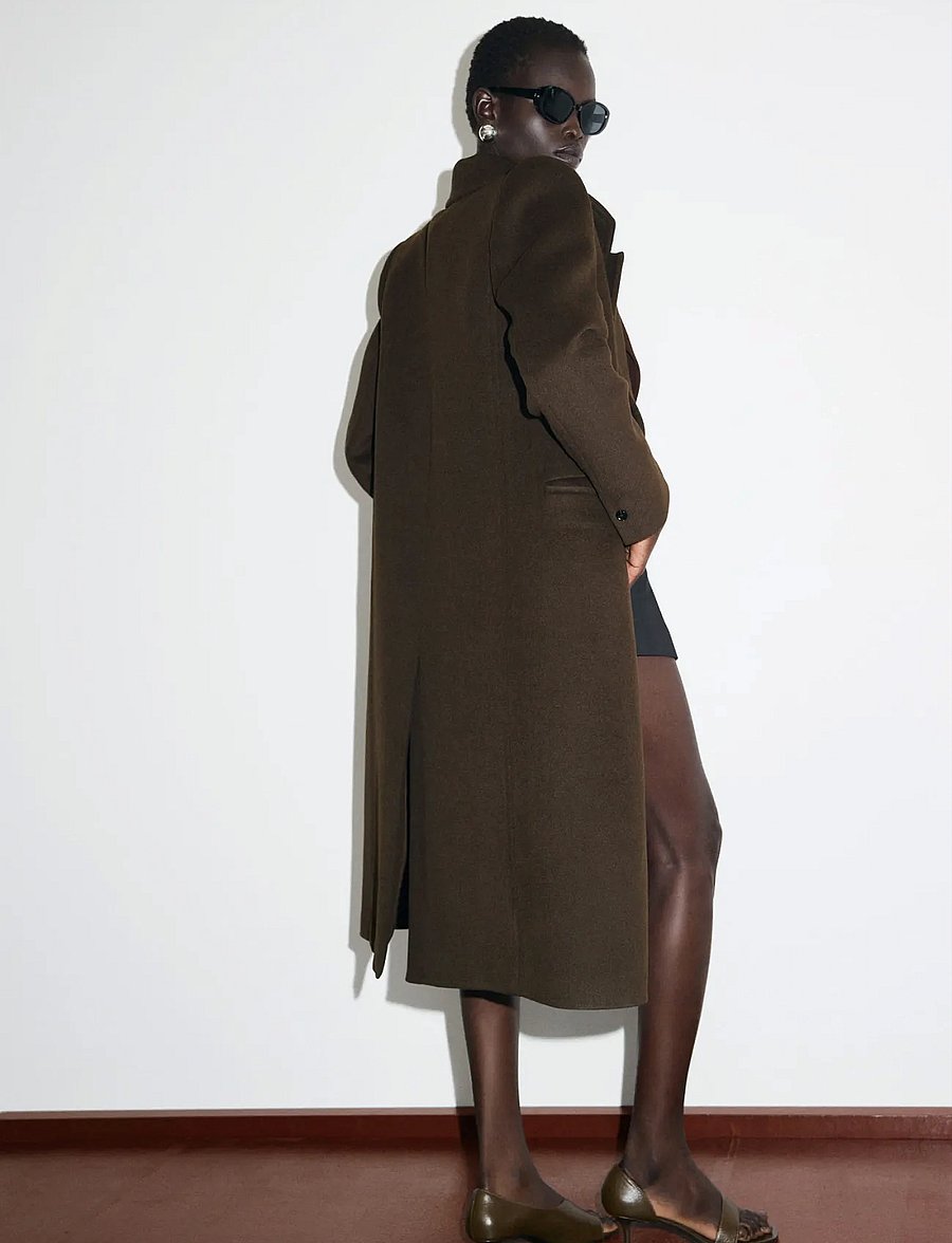 Mango - Double-breasted wool coat - vinterjackor - beige - khaki - 2