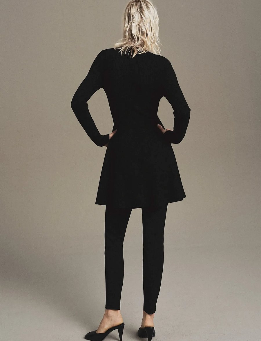 Mango - Ribbed knitted A-line dress - strikkjoler - black - 2
