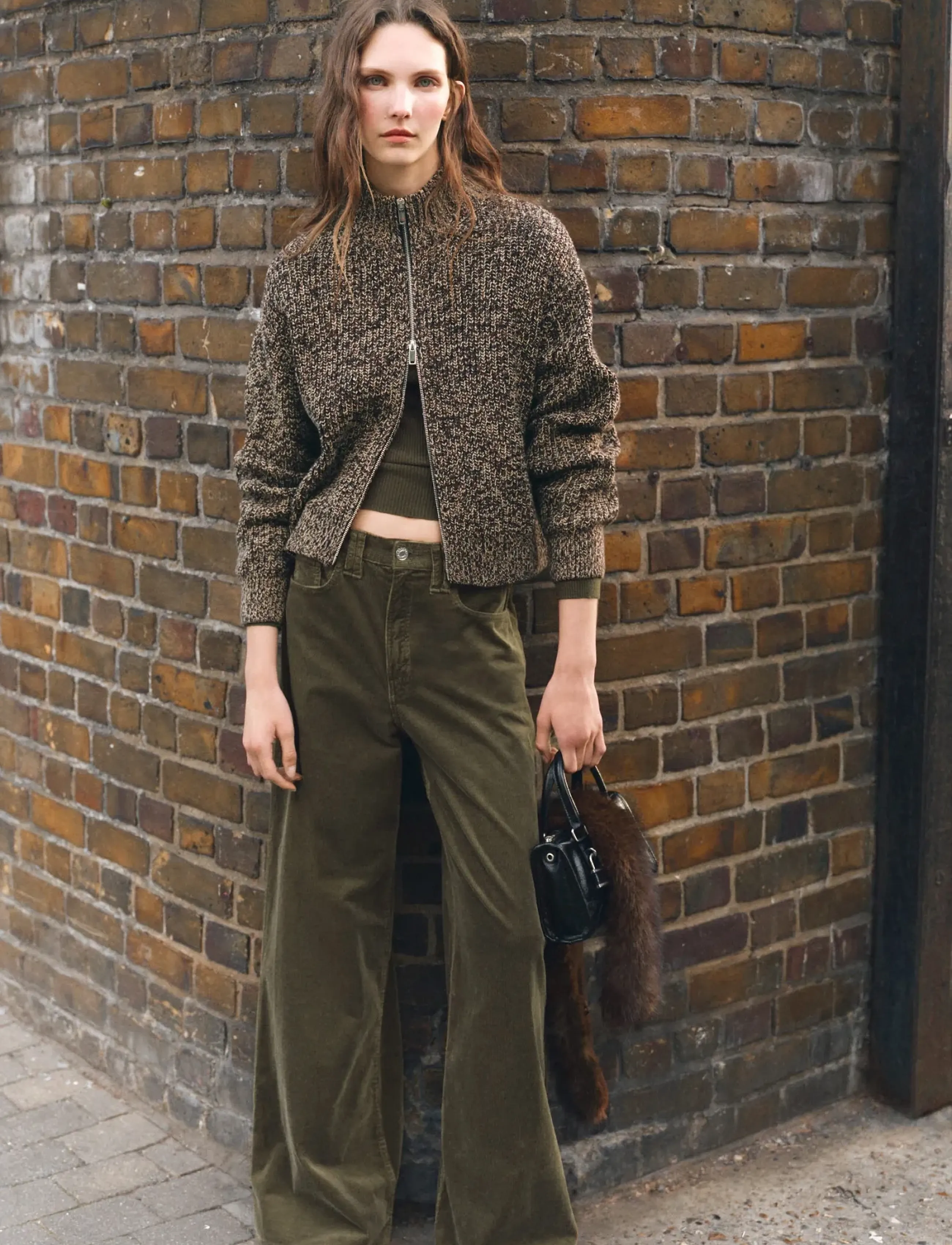 Mango Speckled zip-up cardigan - Cardigans - DARK BROWN / multi