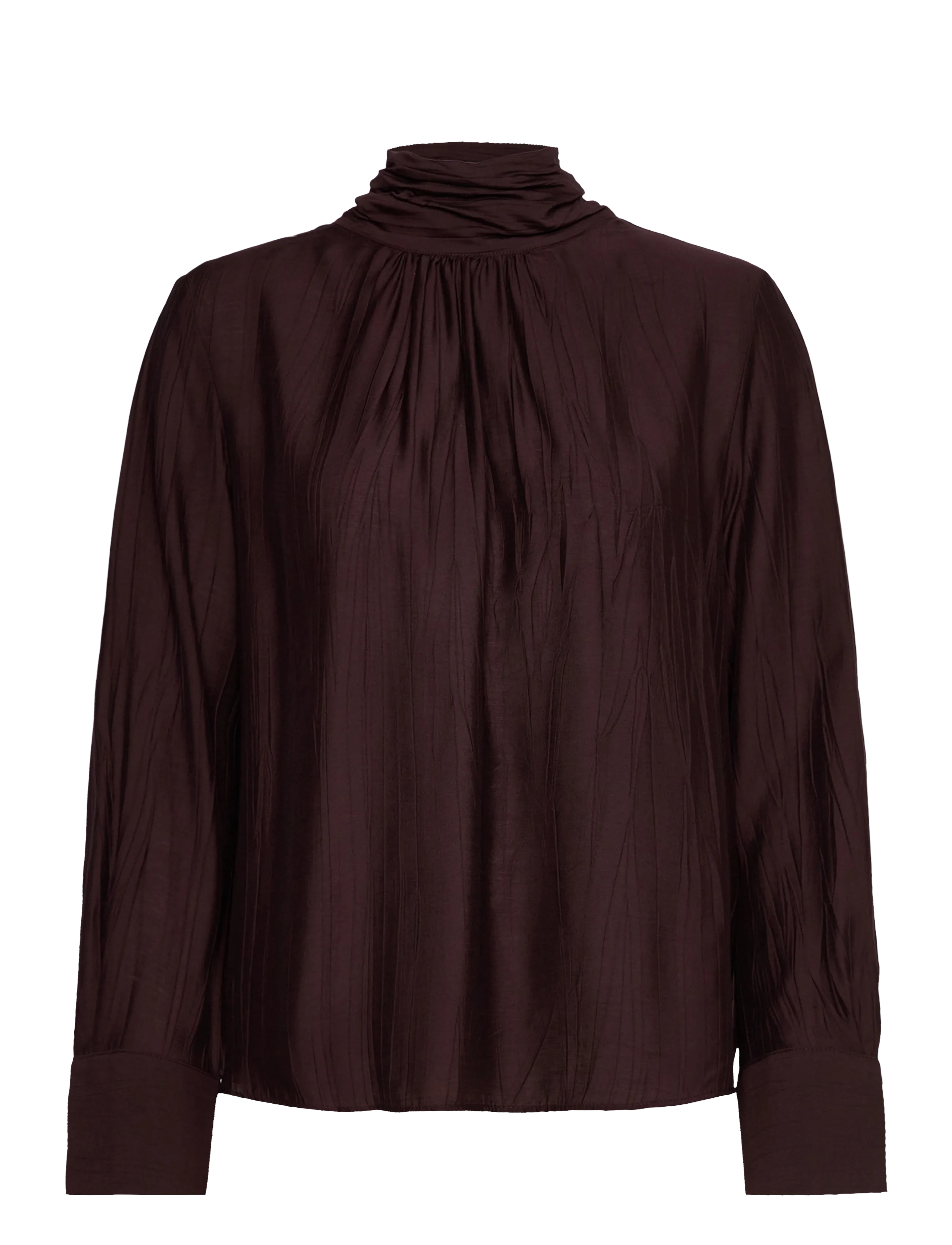 Textured blouse with foulard - BROWN