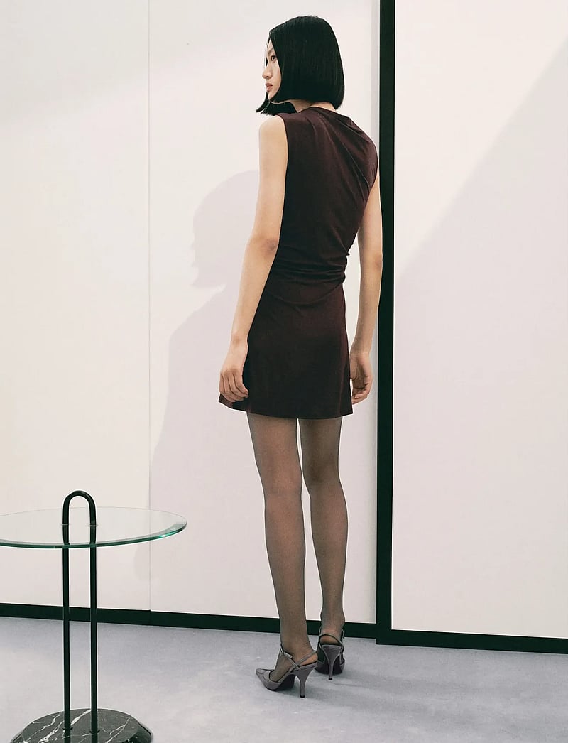 Mango - Fine-knit dress with metallic detail - party dresses - brown - 2