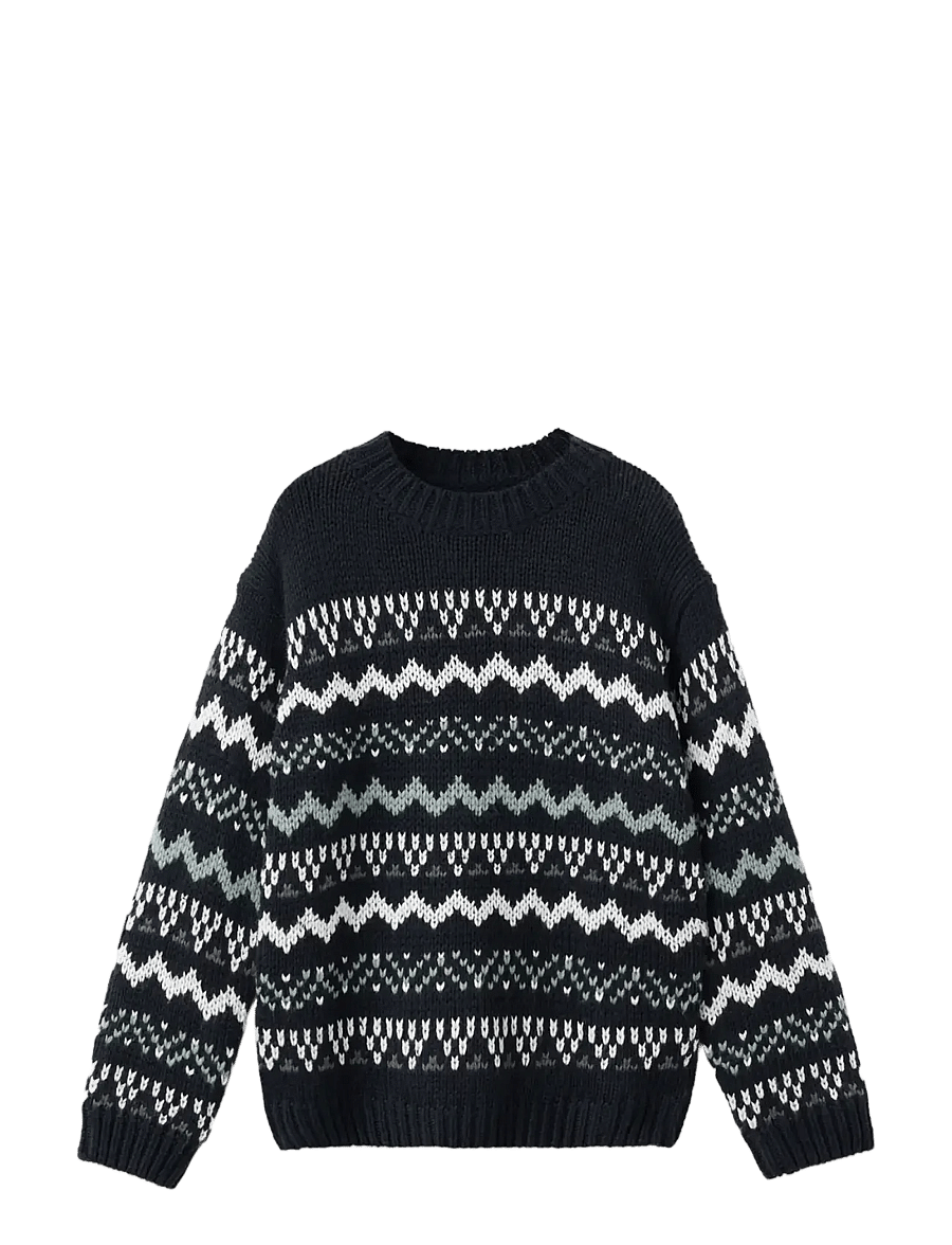 Mango - Knitted sweater with trim - stickade tröjor - navy - 1