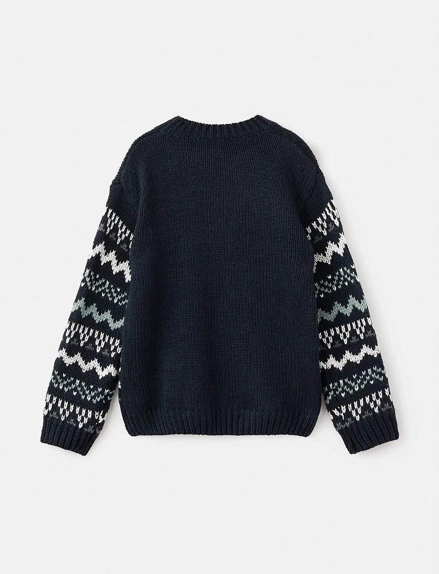 Mango - Knitted sweater with trim - stickade tröjor - navy - 0