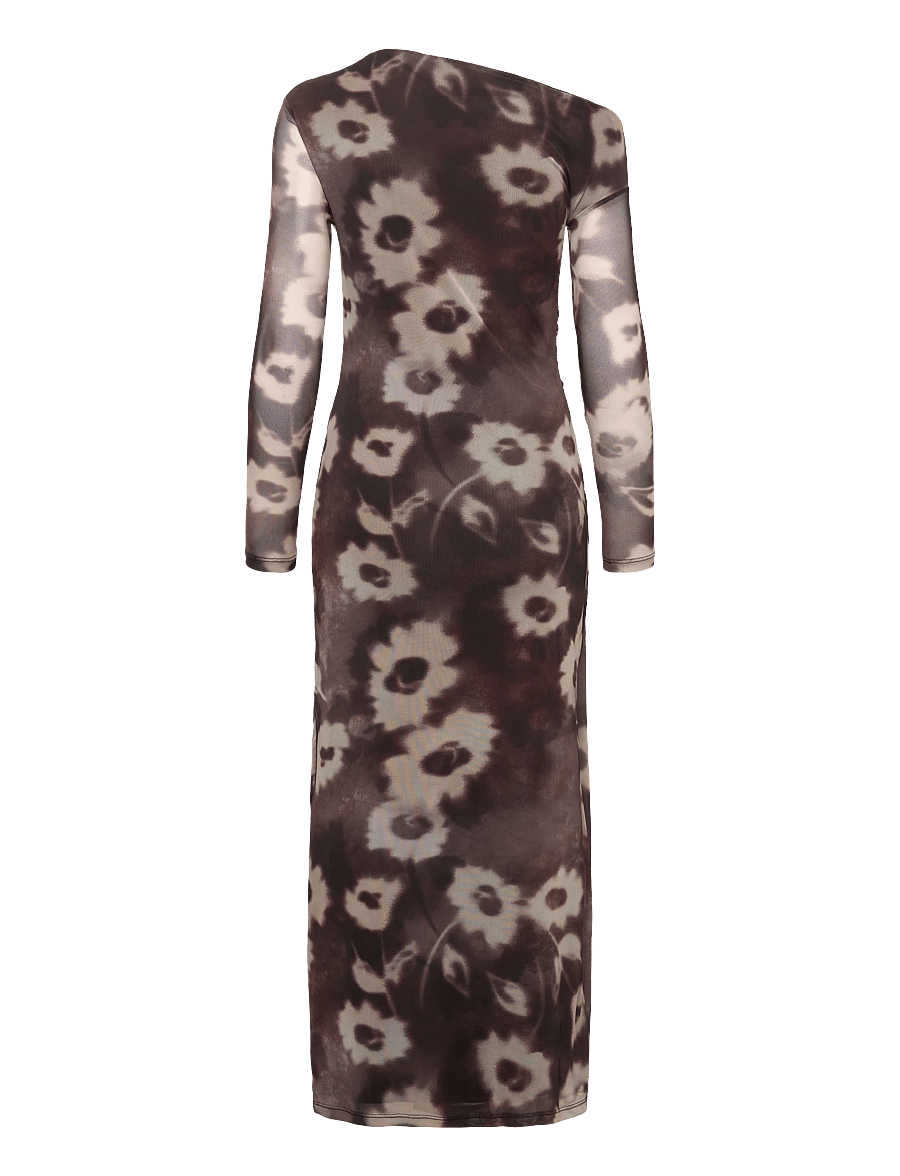 Mango - Asymmetrical floral-print dress - aftonklänningar - brown - 2