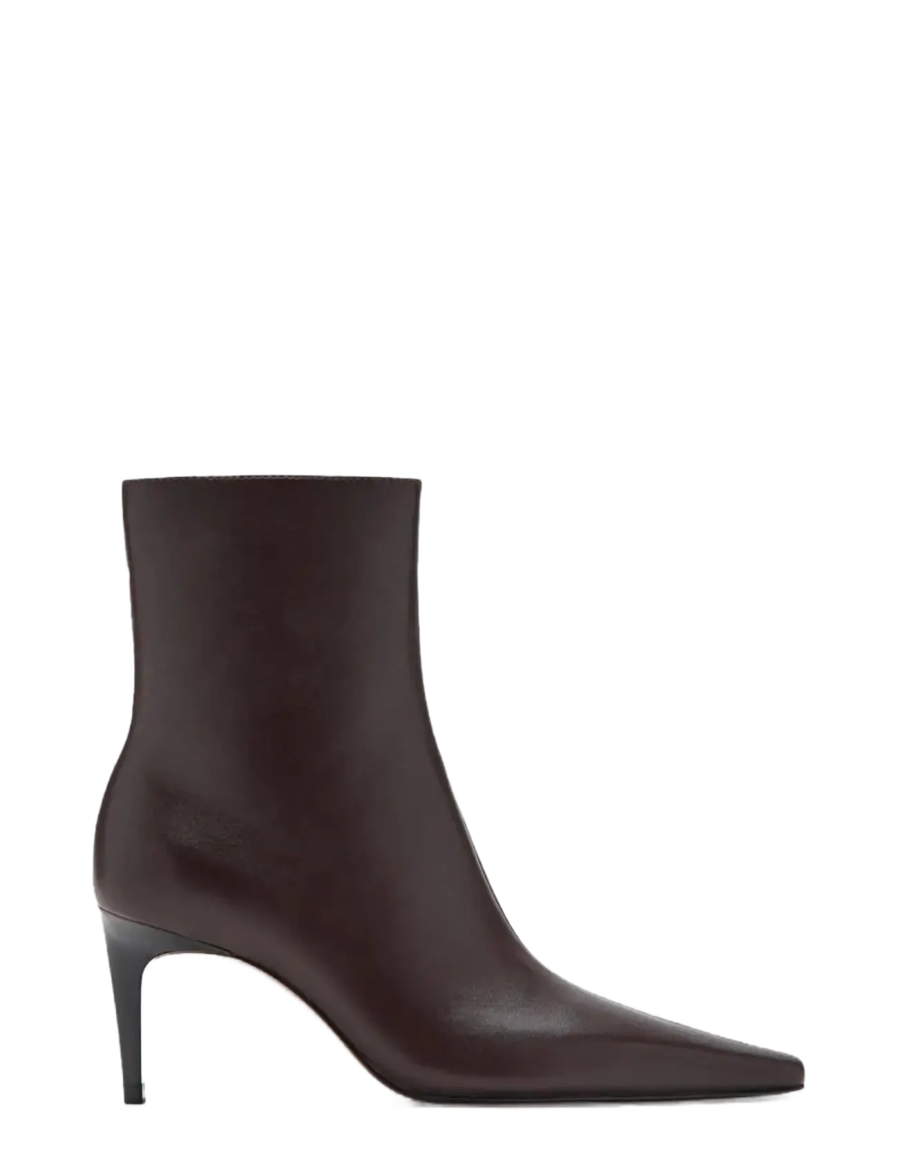 Mango - Leather pointed ankle boots - dark brown - 1