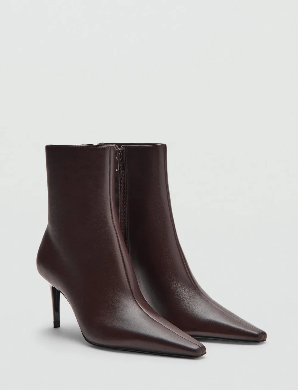 Mango - Leather pointed ankle boots - støvletter - dark brown - 0