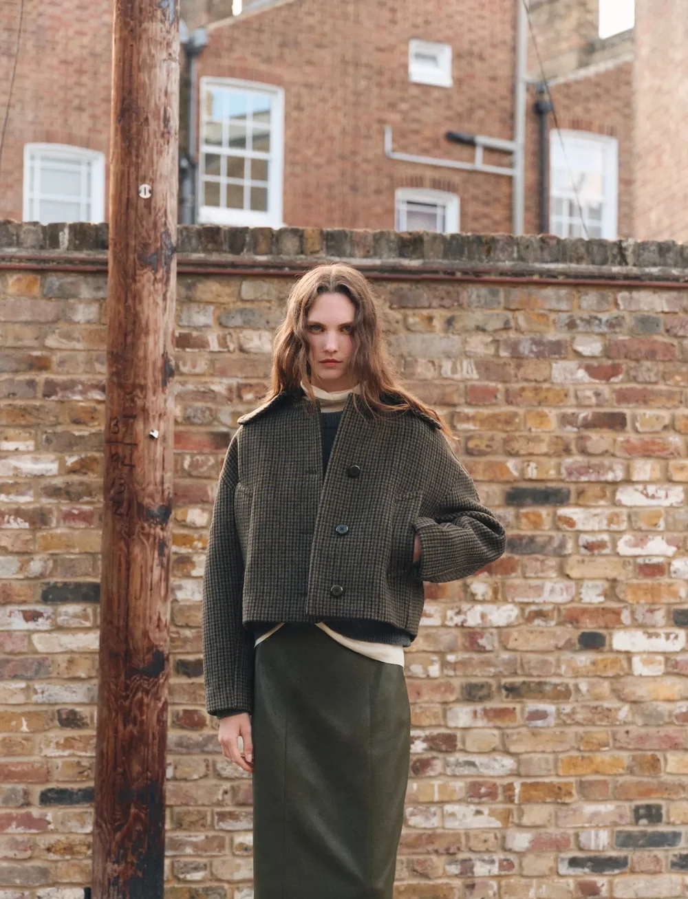 Mango - Houndstooth wool jacket - ulljackor - brown - 0