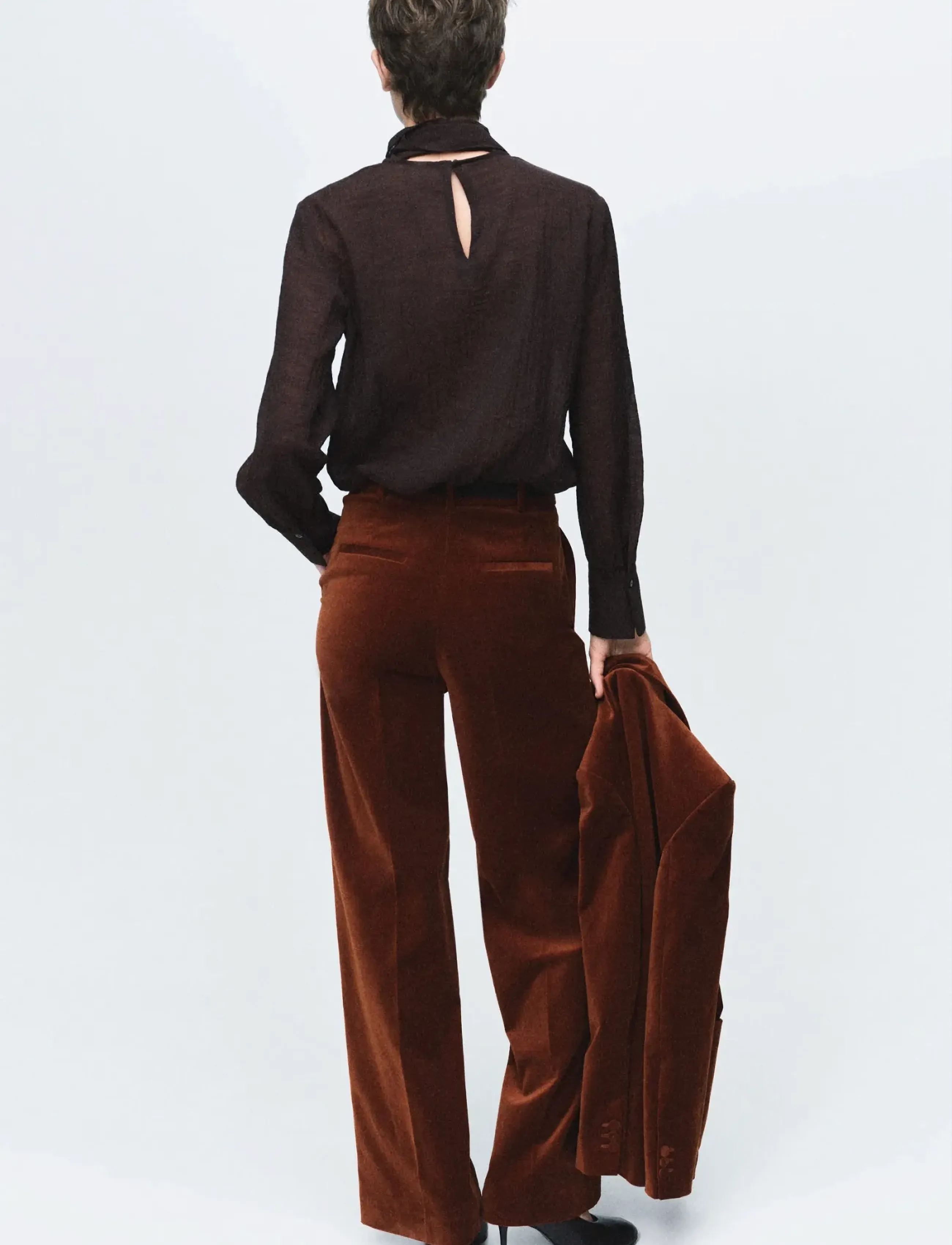 Mango - Velvet suit trousers - tailored trousers - medium orange - 3