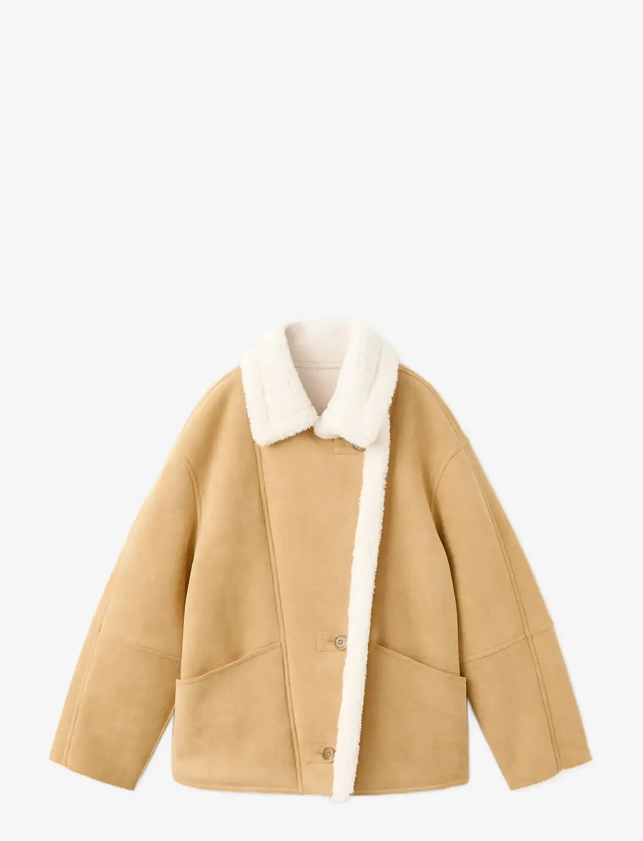 Mango - Suede-effect jacket with shearling collar - efterårsjakker - medium brown - 1