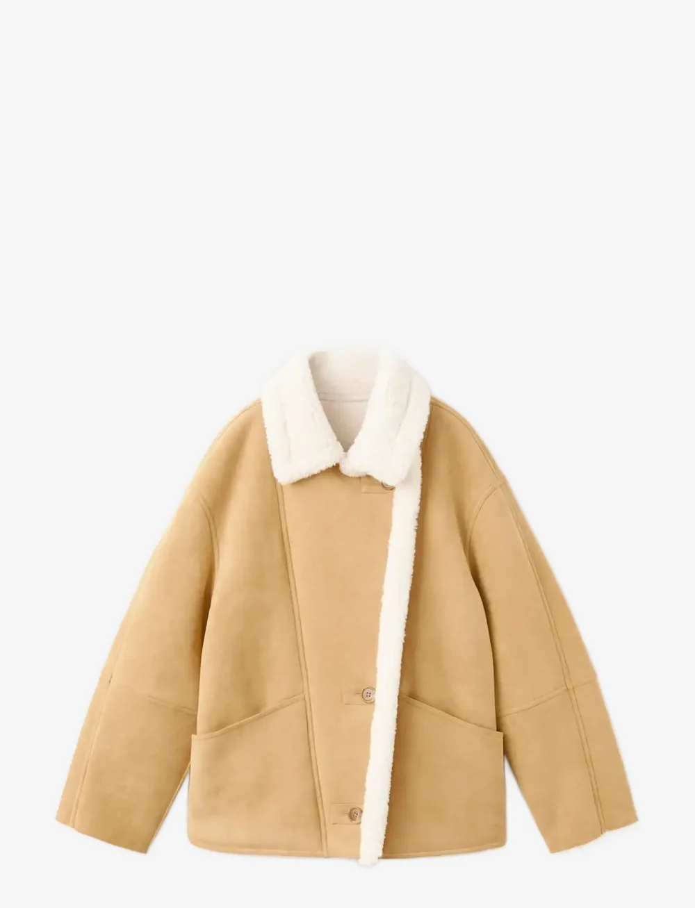 Mango - Suede-effect jacket with shearling collar - læderjakker - medium brown - 1