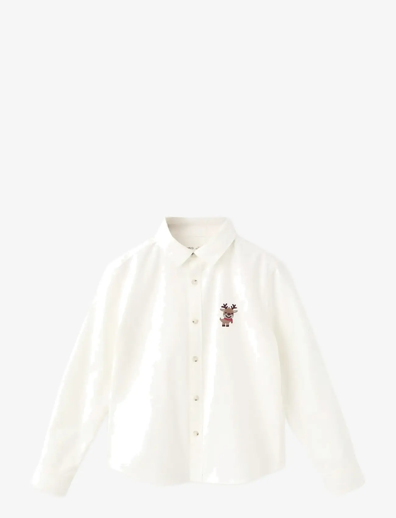 Mango - Shirt with reindeer embroidery - langærmede skjorter - natural white - 1
