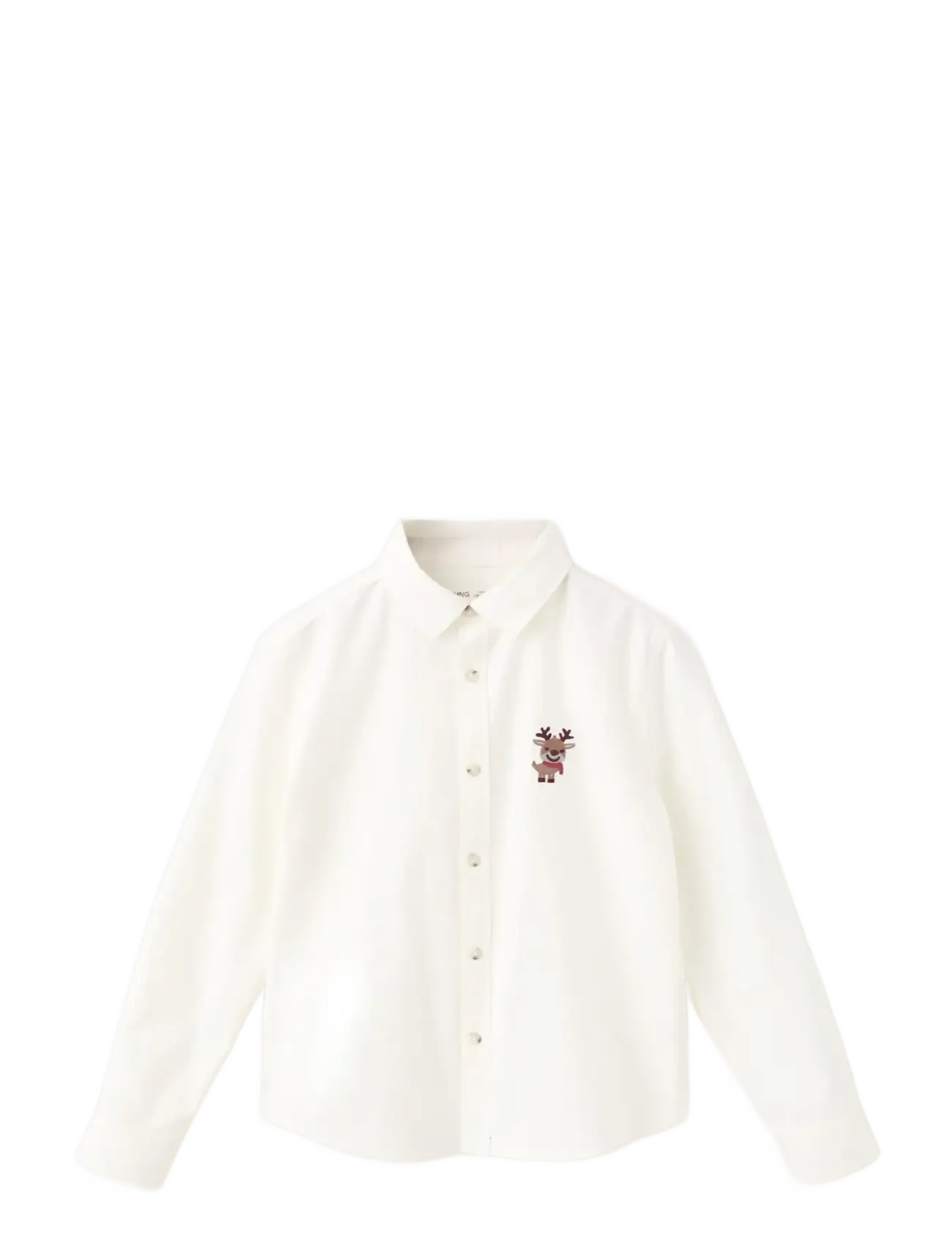Mango Shirt with reindeer embroidery - Skjorter - NATURAL WHITE / cream
