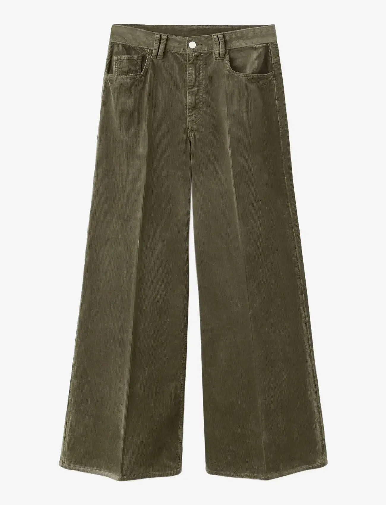 Mango - Wide leg corduroy jeans - vida byxor - beige - khaki - 1