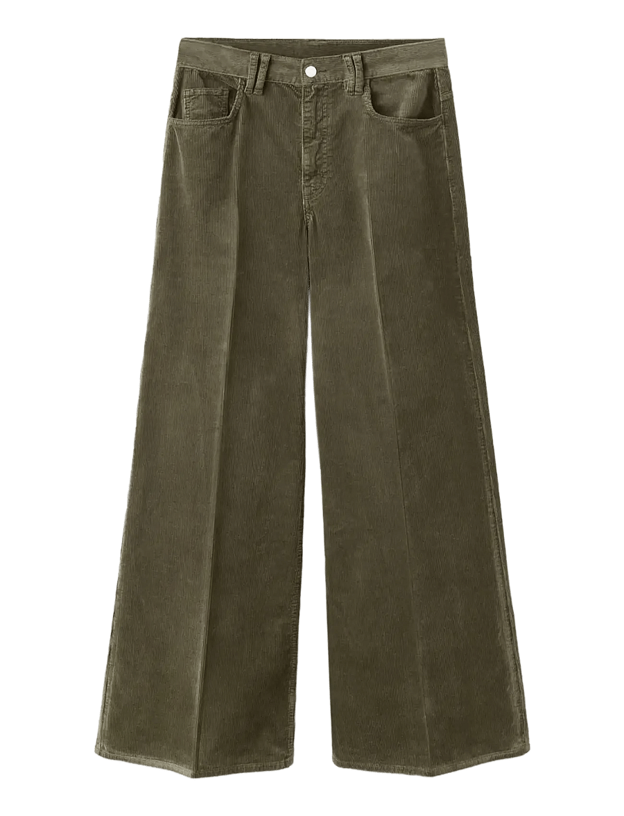 Mango - Wide leg corduroy jeans - bukser med brede ben - beige - khaki - 1
