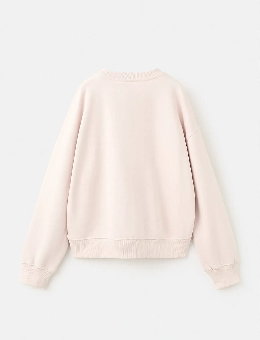 Mango - Embroidered cotton sweatshirt - sweatshirts - pink - 0