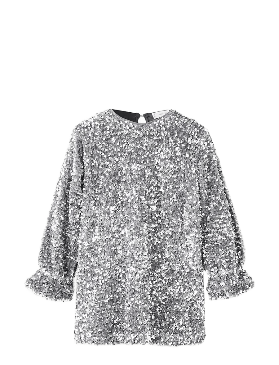 Mango - Long-sleeved sequin dress - festkjoler - silver - 1