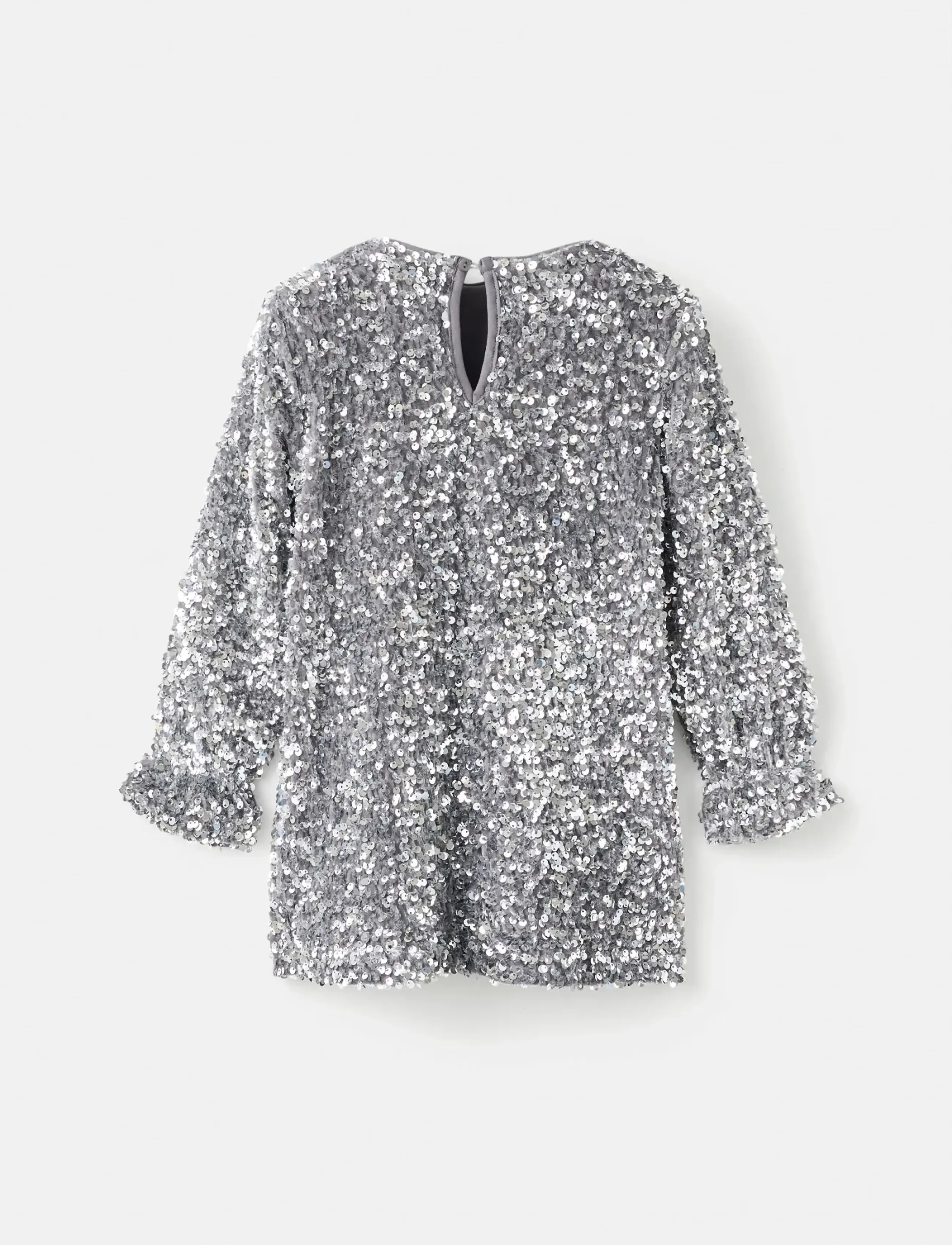 Mango Long-Sleeved Sequin Dress, 4-5, Dresses, Silber - Partydresses, Kinder
