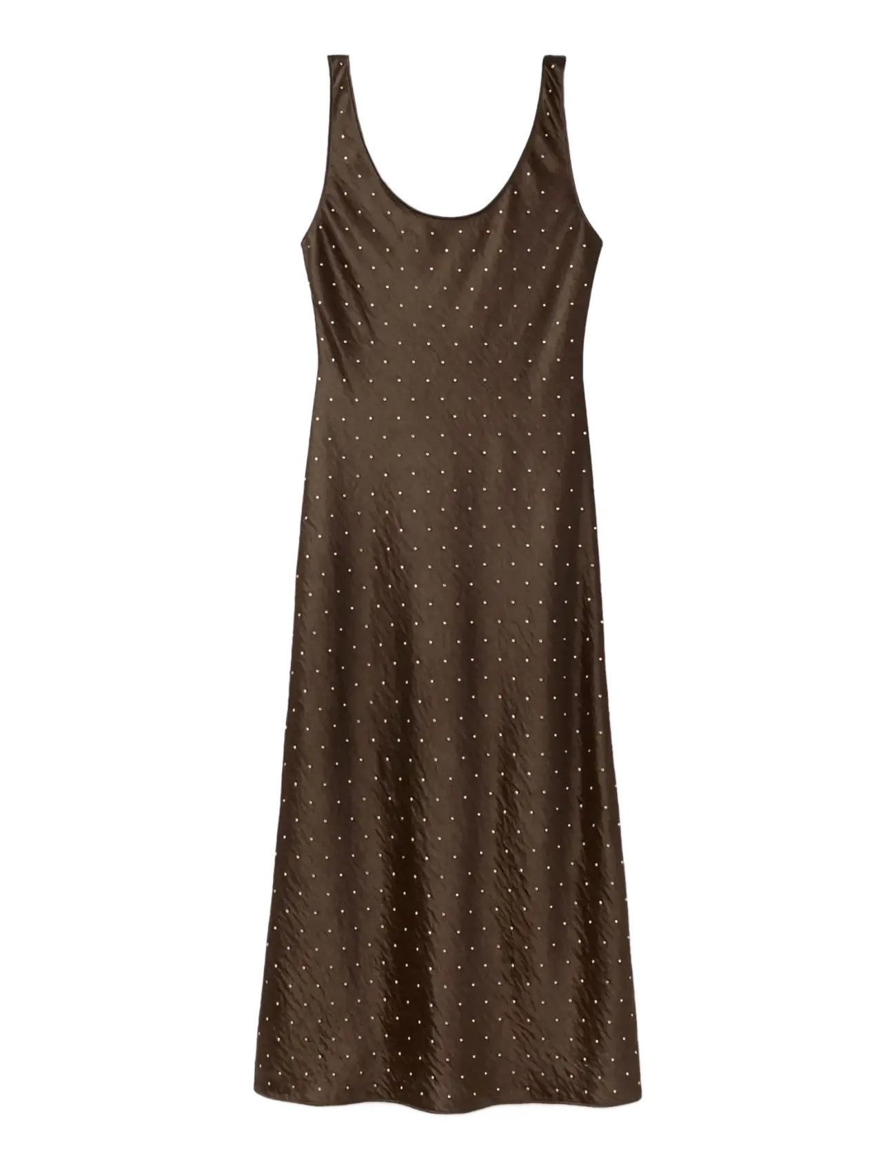 MANGO Satin Crinkle-Effect Kleid With Crystals Braun - L - Damen