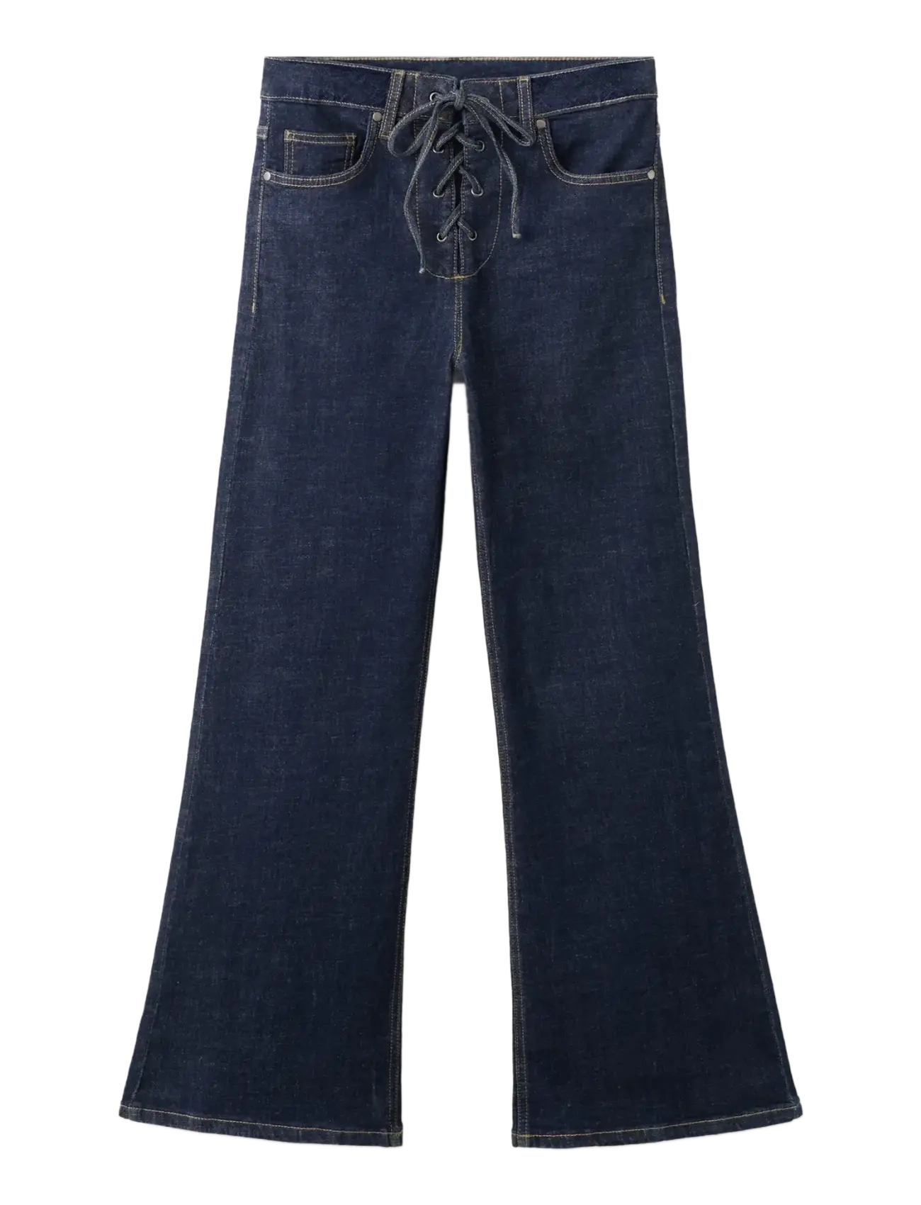 Flared jeans with drawstrings