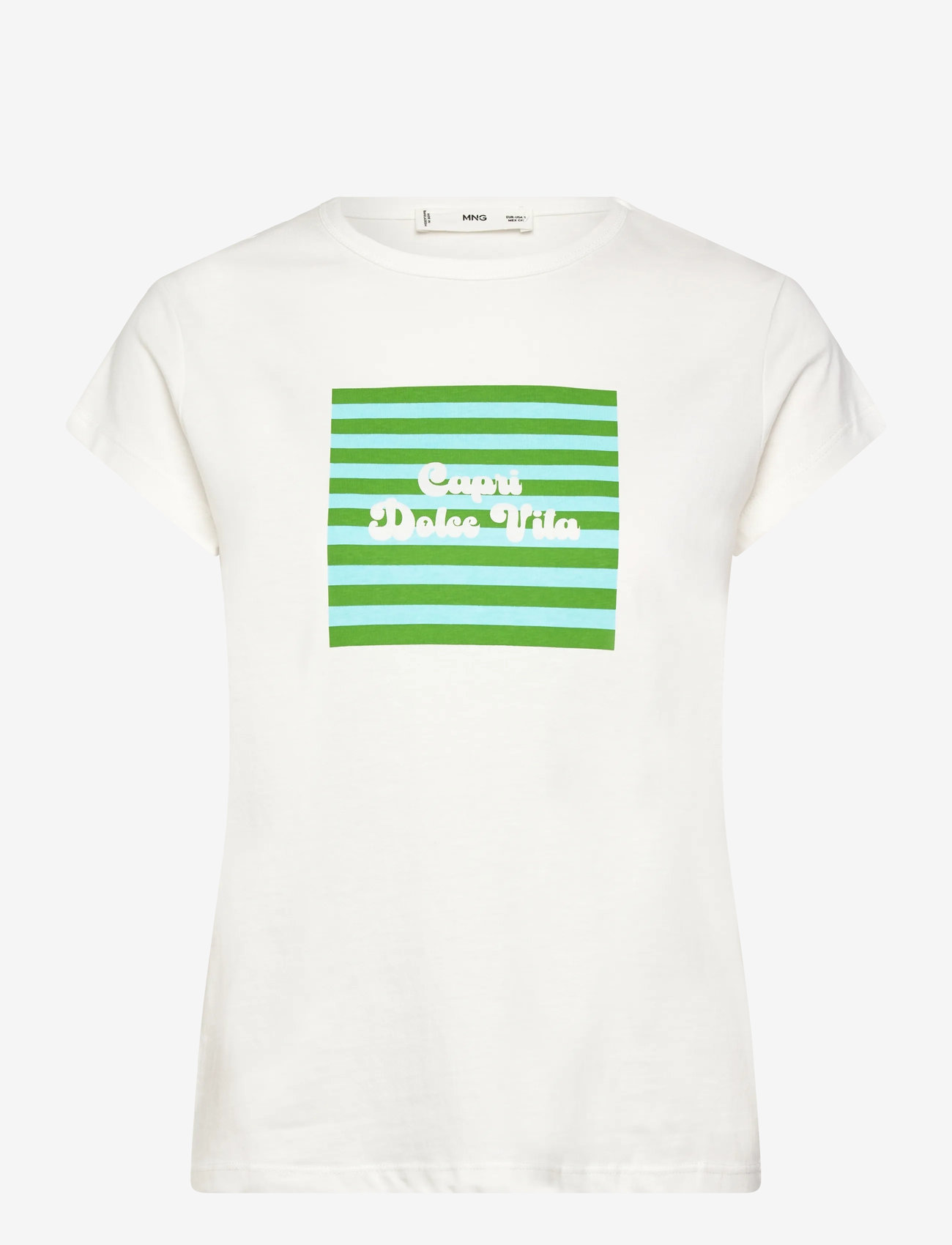 Mango - Printed cotton-blend t-shirt - t-shirts - green - 1