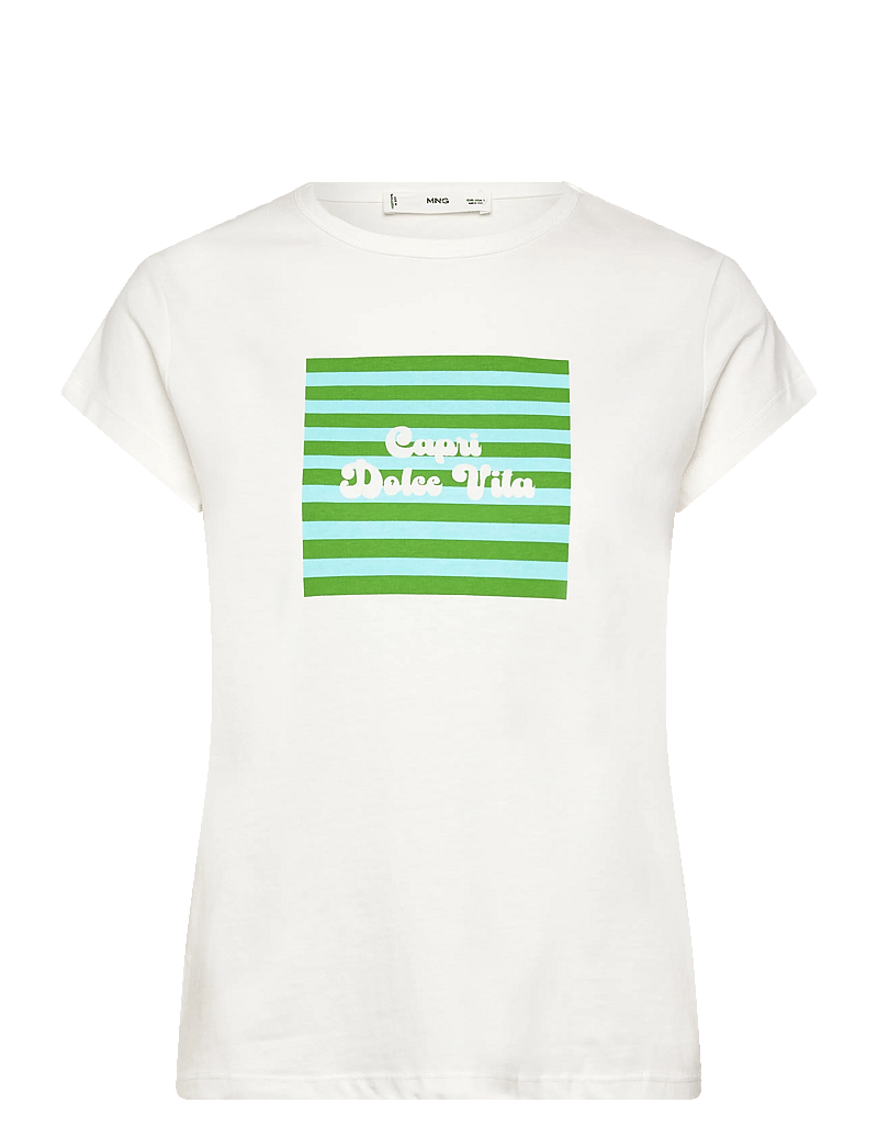 Mango - Printed cotton-blend t-shirt - t-shirts - green - 1
