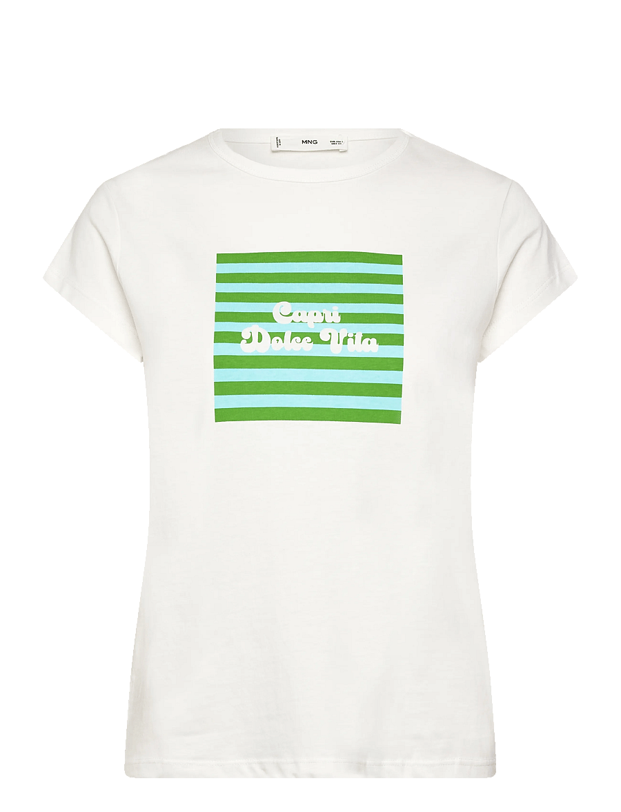 Mango - Printed cotton-blend t-shirt - t-shirts - green - 1
