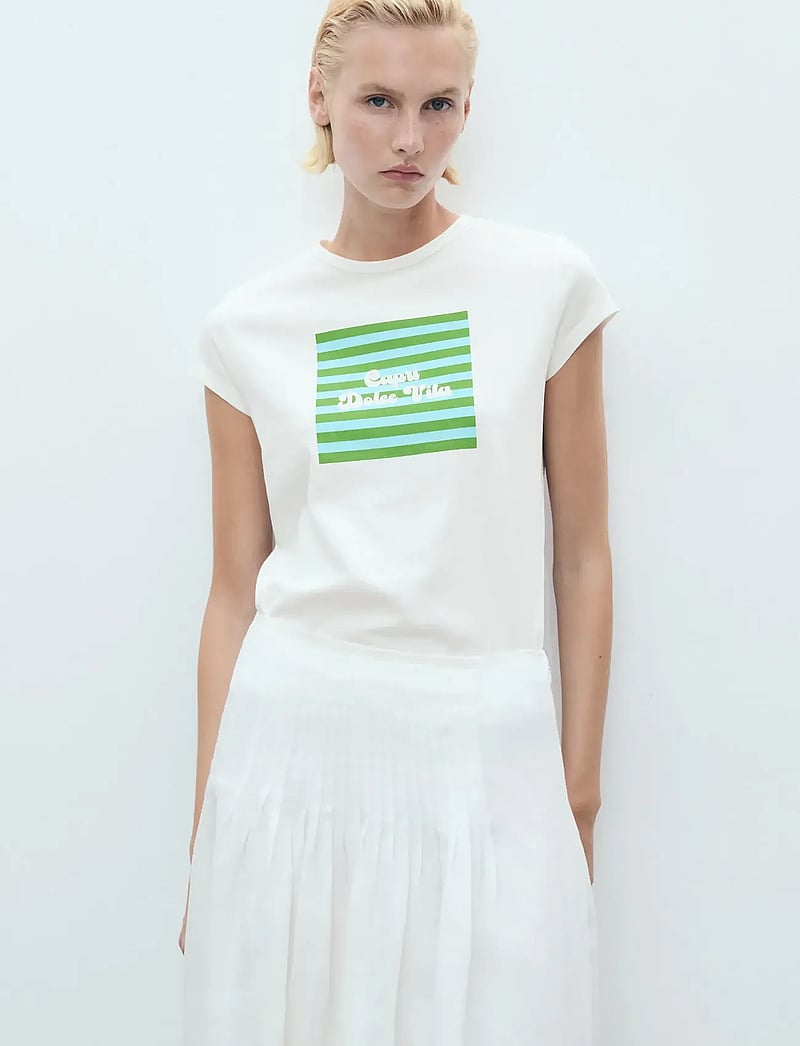 Mango - Printed cotton-blend t-shirt - t-shirts - green - 0