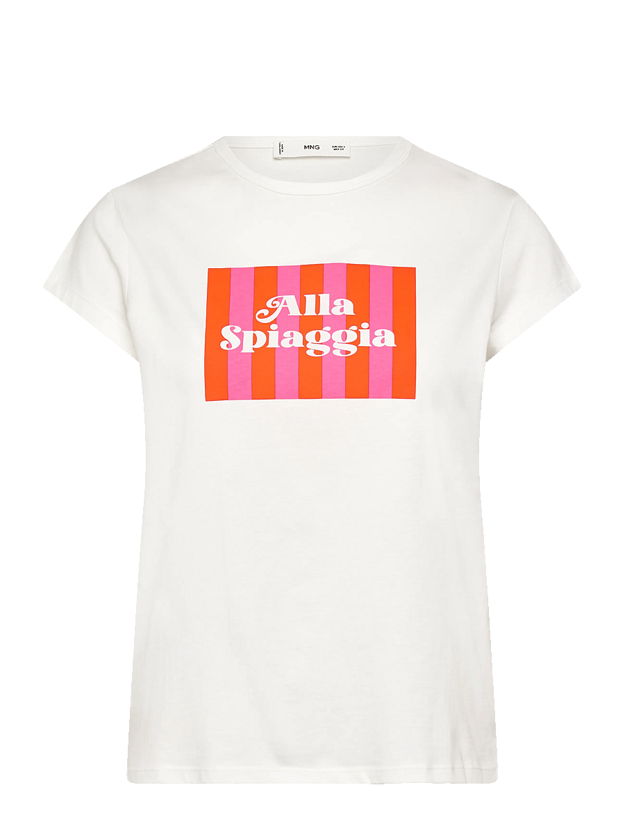Mango - Printed cotton-blend t-shirt - t-shirts - red - 1