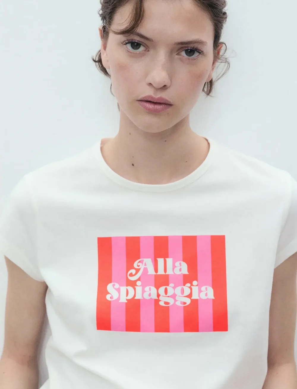 Mango - Printed cotton-blend t-shirt - t-shirts - red - 0