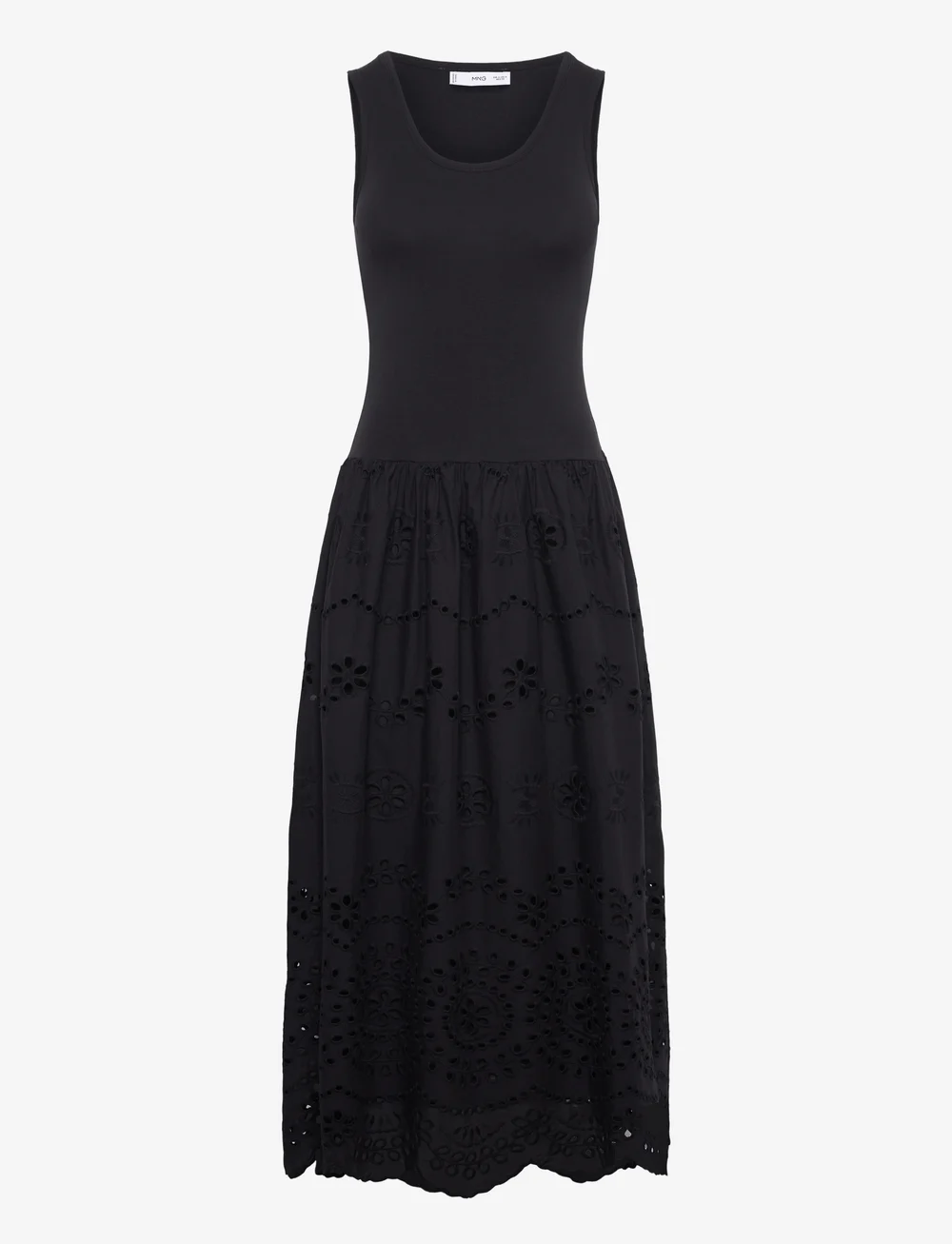 Mango - Openwork embroidered combined dress - sommerkleider - black - 1